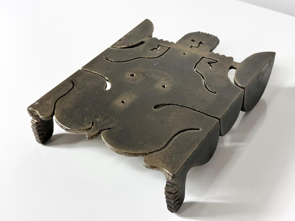 Mid-Century Modern Mid Century Albert Leon Wilson Abstract Steel Stylized Trivet Sculpture 1977 For Sale