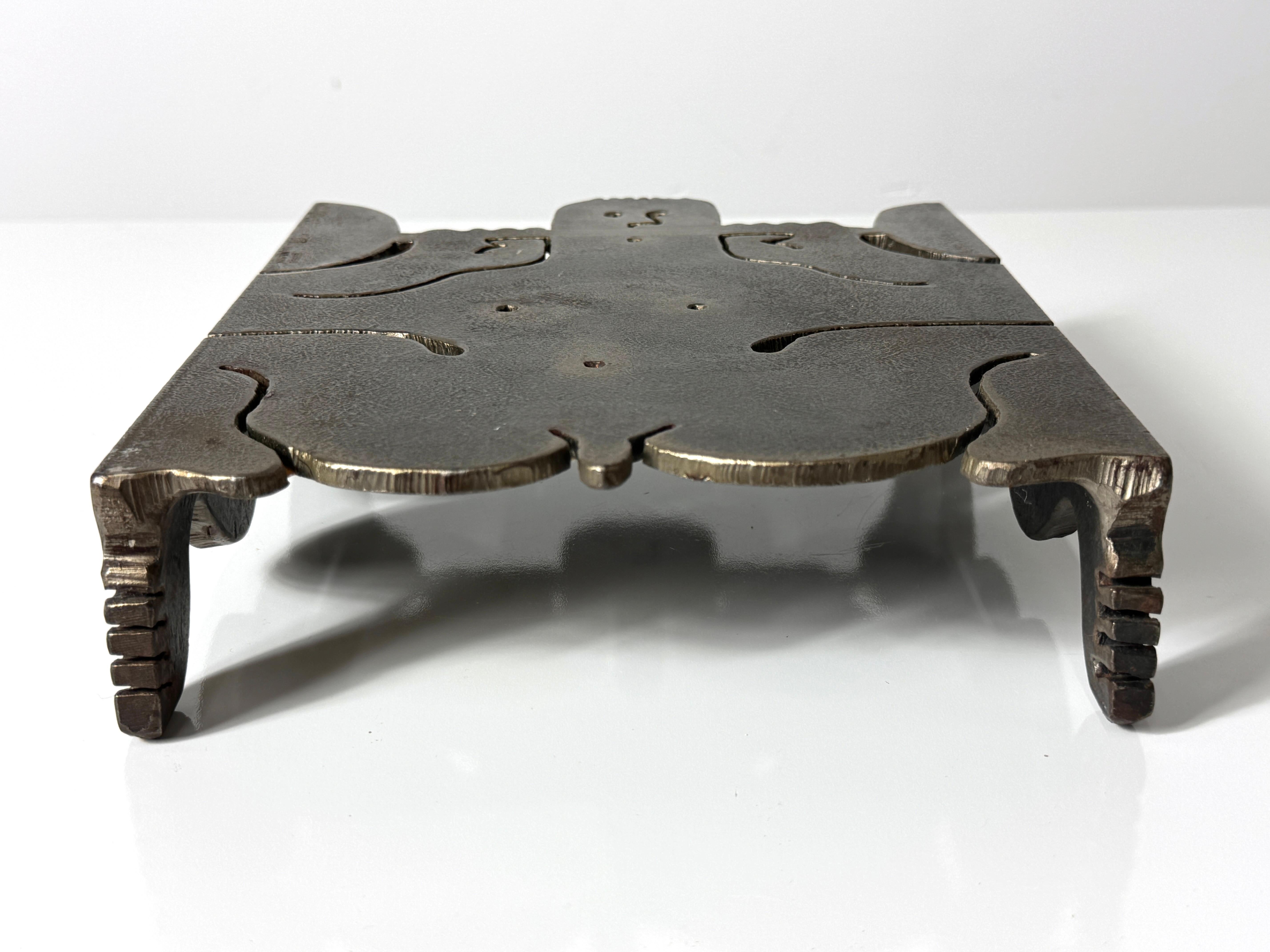 Mid Century Albert Leon Wilson Abstract Steel Stylized Trivet Sculpture 1977 In Good Condition For Sale In Troy, MI