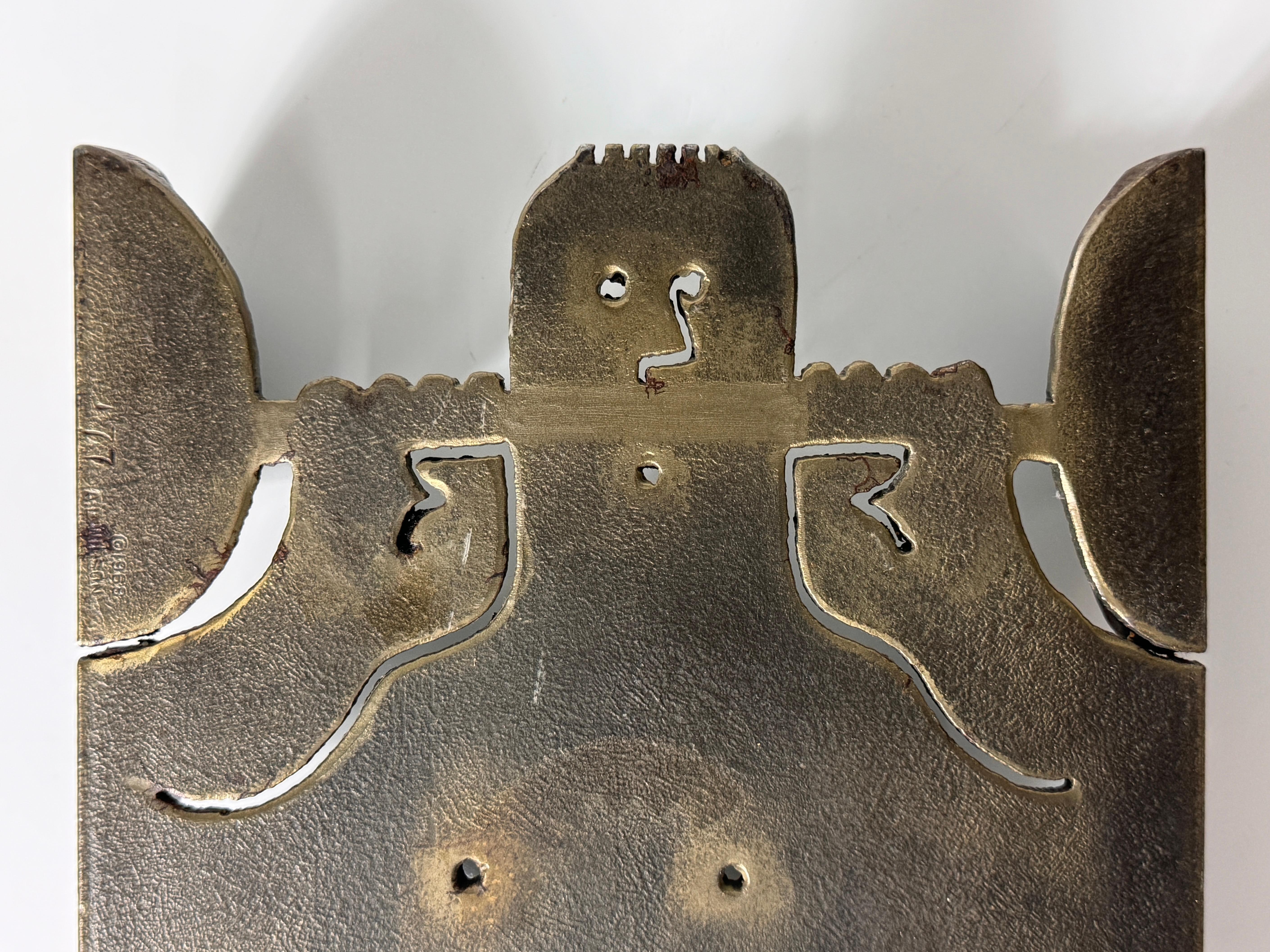 Late 20th Century Mid Century Albert Leon Wilson Abstract Steel Stylized Trivet Sculpture 1977 For Sale