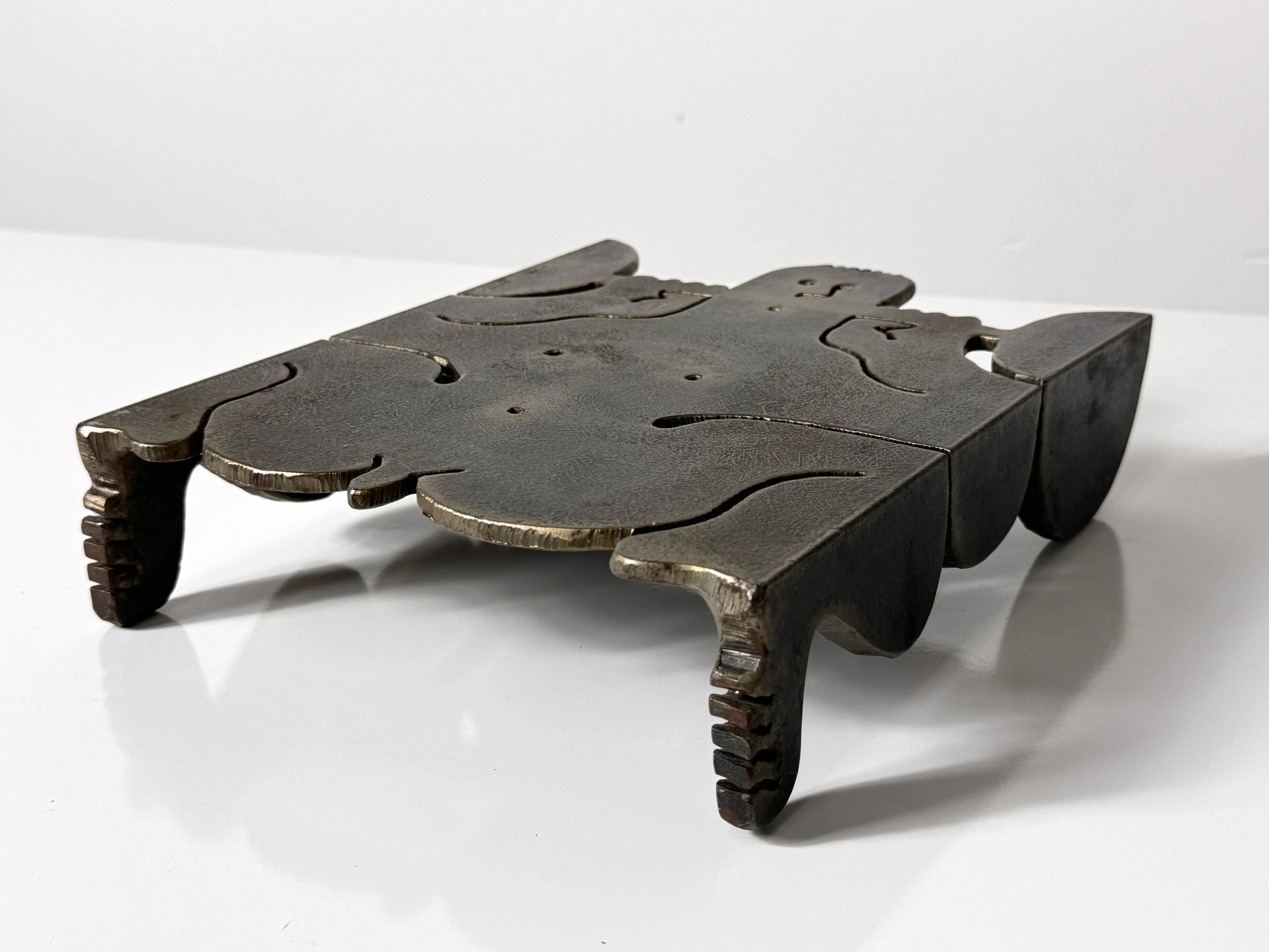 Mid Century Albert Leon Wilson Abstract Steel Stylized Trivet Sculpture 1977 For Sale 1