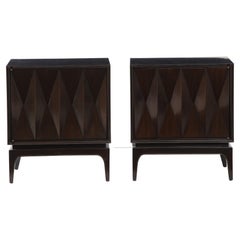 Midcentury, Albert Parvin Carved Walnut Night Stands