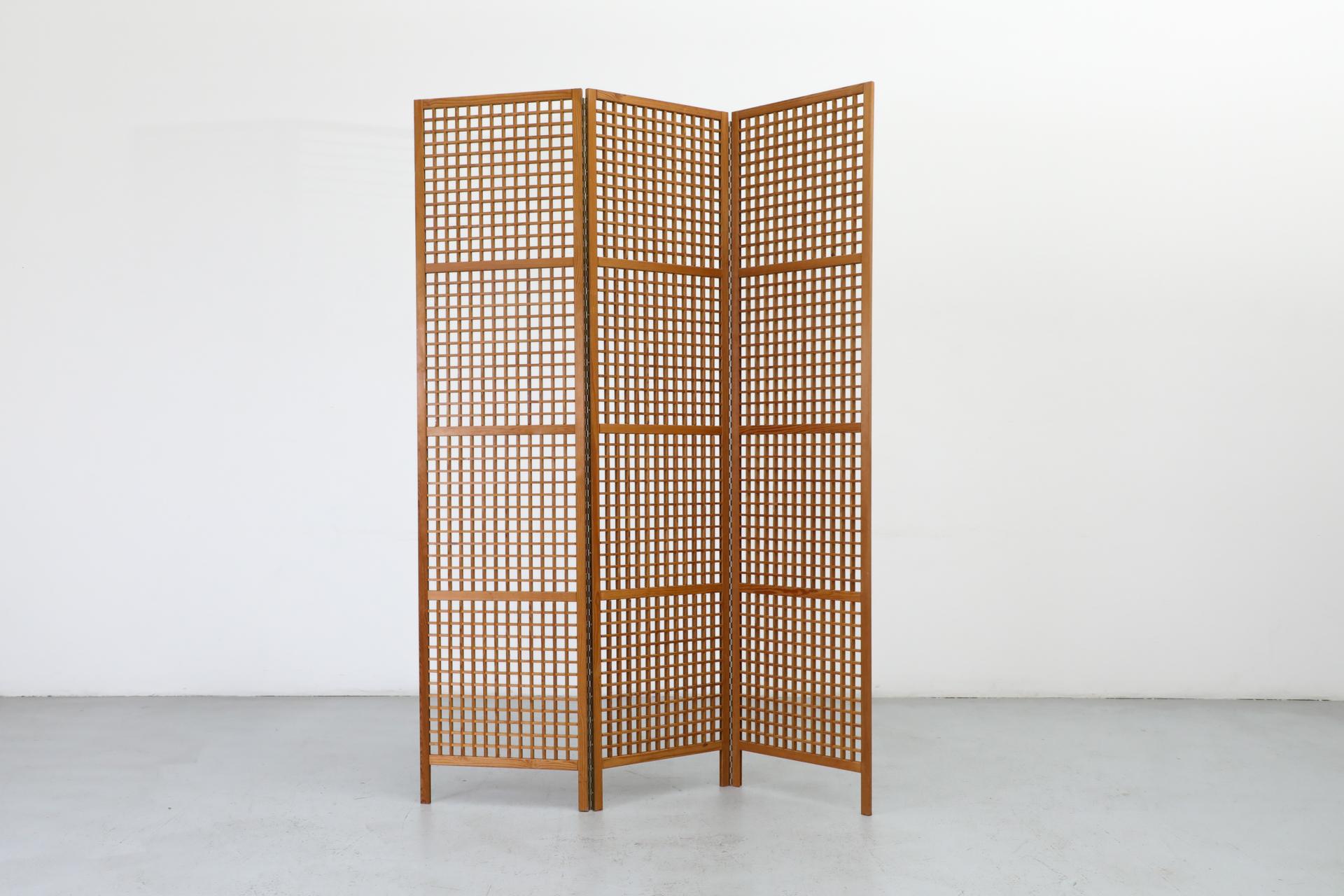 Mid-Century Modern Mid-Century, Alberts Tibro Style, Folding Pine Room Divider or Privacy Screen