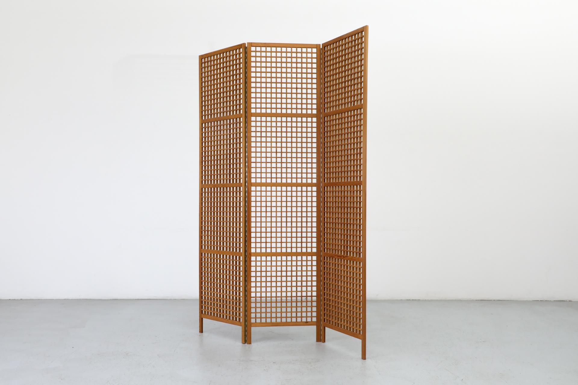 Danish Mid-Century, Alberts Tibro Style, Folding Pine Room Divider or Privacy Screen