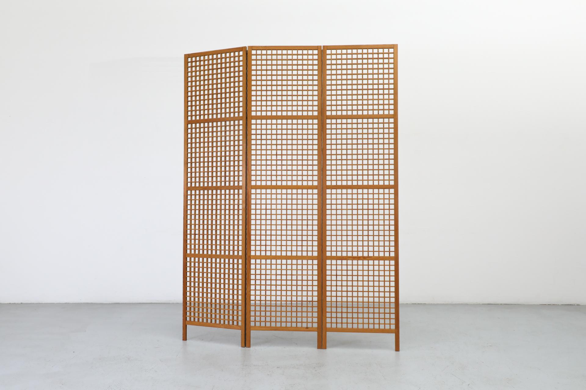 20th Century Mid-Century, Alberts Tibro Style, Folding Pine Room Divider or Privacy Screen