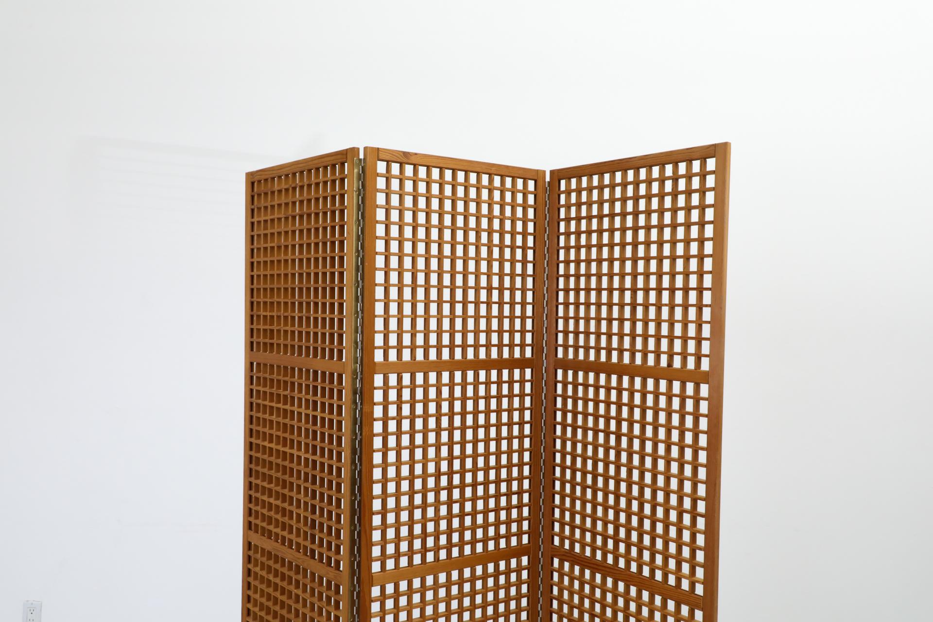 Mid-Century, Alberts Tibro Style, Folding Pine Room Divider or Privacy Screen 1
