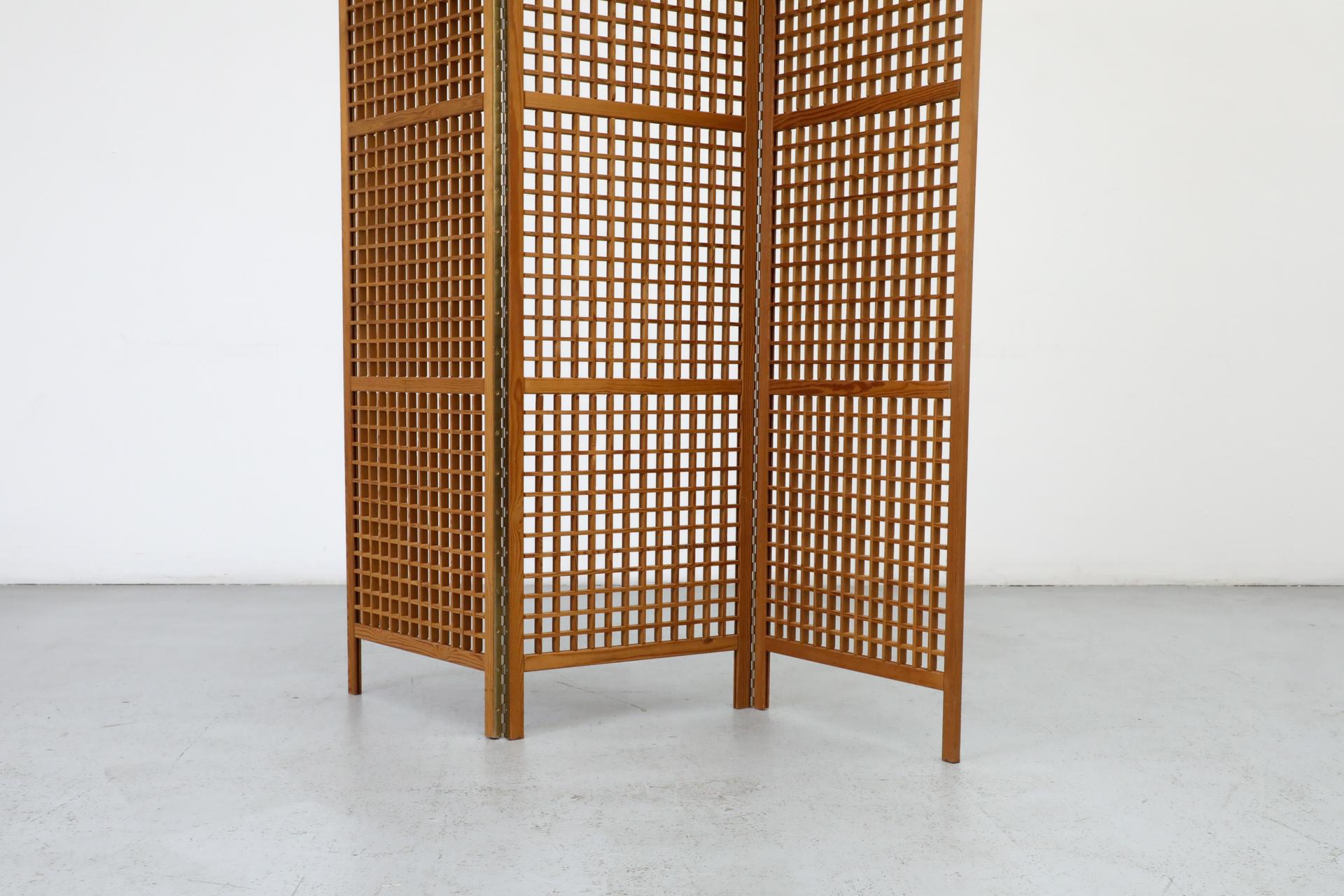 Mid-Century, Alberts Tibro Style, Folding Pine Room Divider or Privacy Screen 2