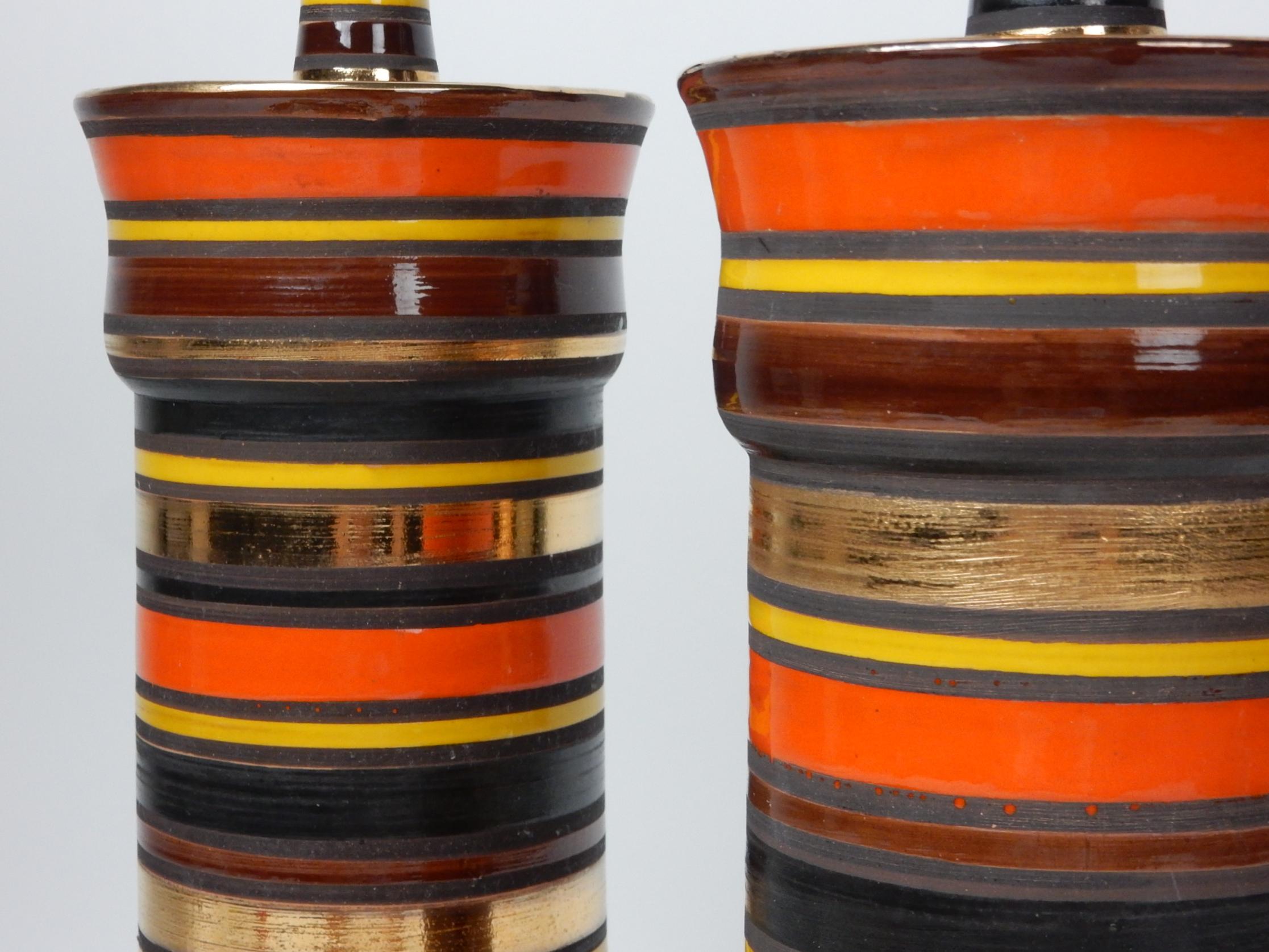 Mid-Century Modern Mid-Century Aldo Londi Bitossi Raymor Art Pottery Table Set Tall Jars & Ashtray For Sale