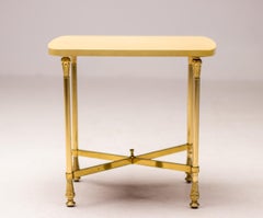 Mid-Century Aldo Tura Lacquered Goatskin and Brass Side Table, Italy, 1950s