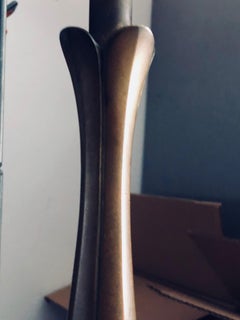 Mid-Century Aldo Tura Lily Pad Bronze Scalloped Floor Lamp, Original Shade