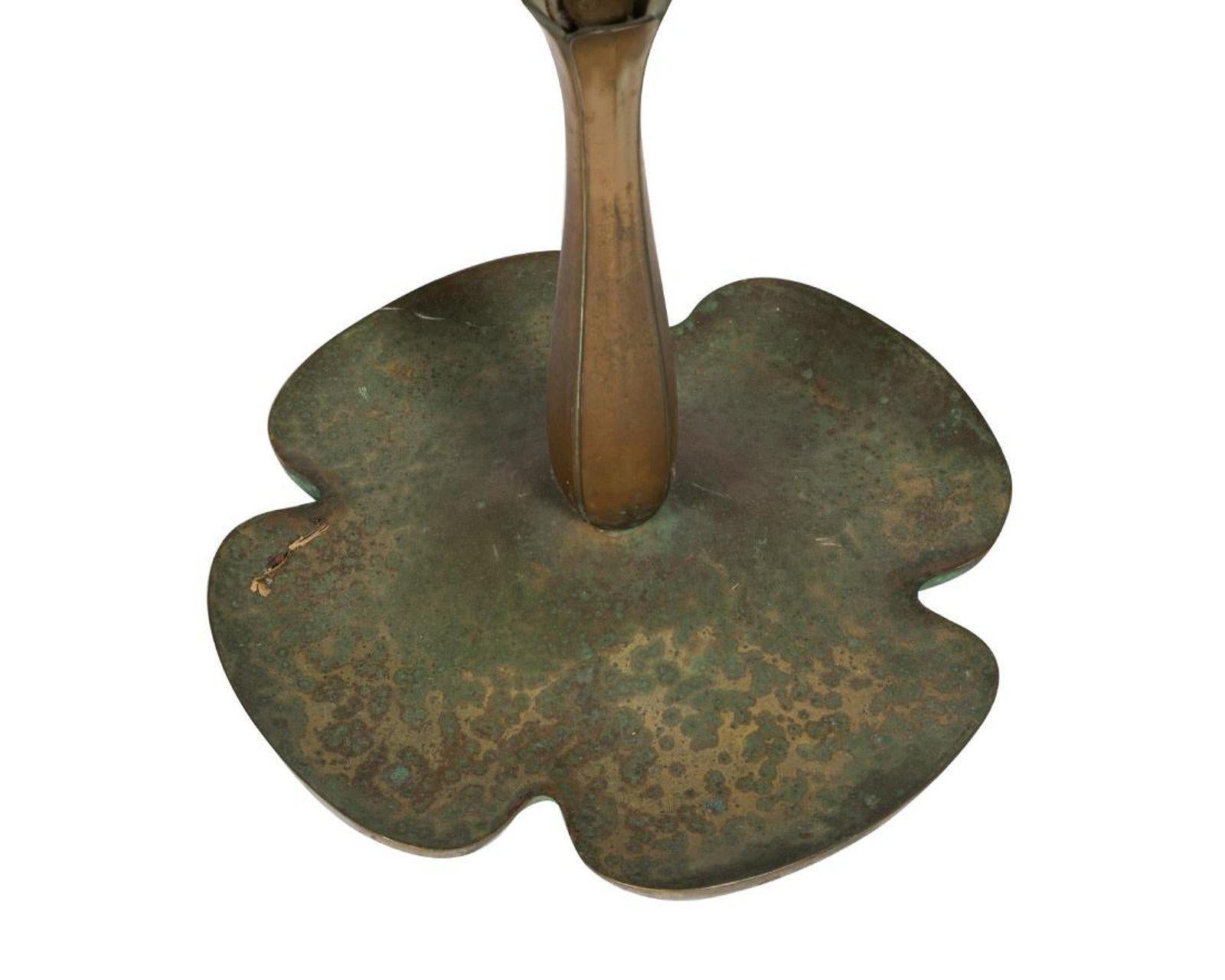 Italian Mid-Century Aldo Tura Lily Pad Bronze Scalloped Floor Lamp, Original Shade For Sale