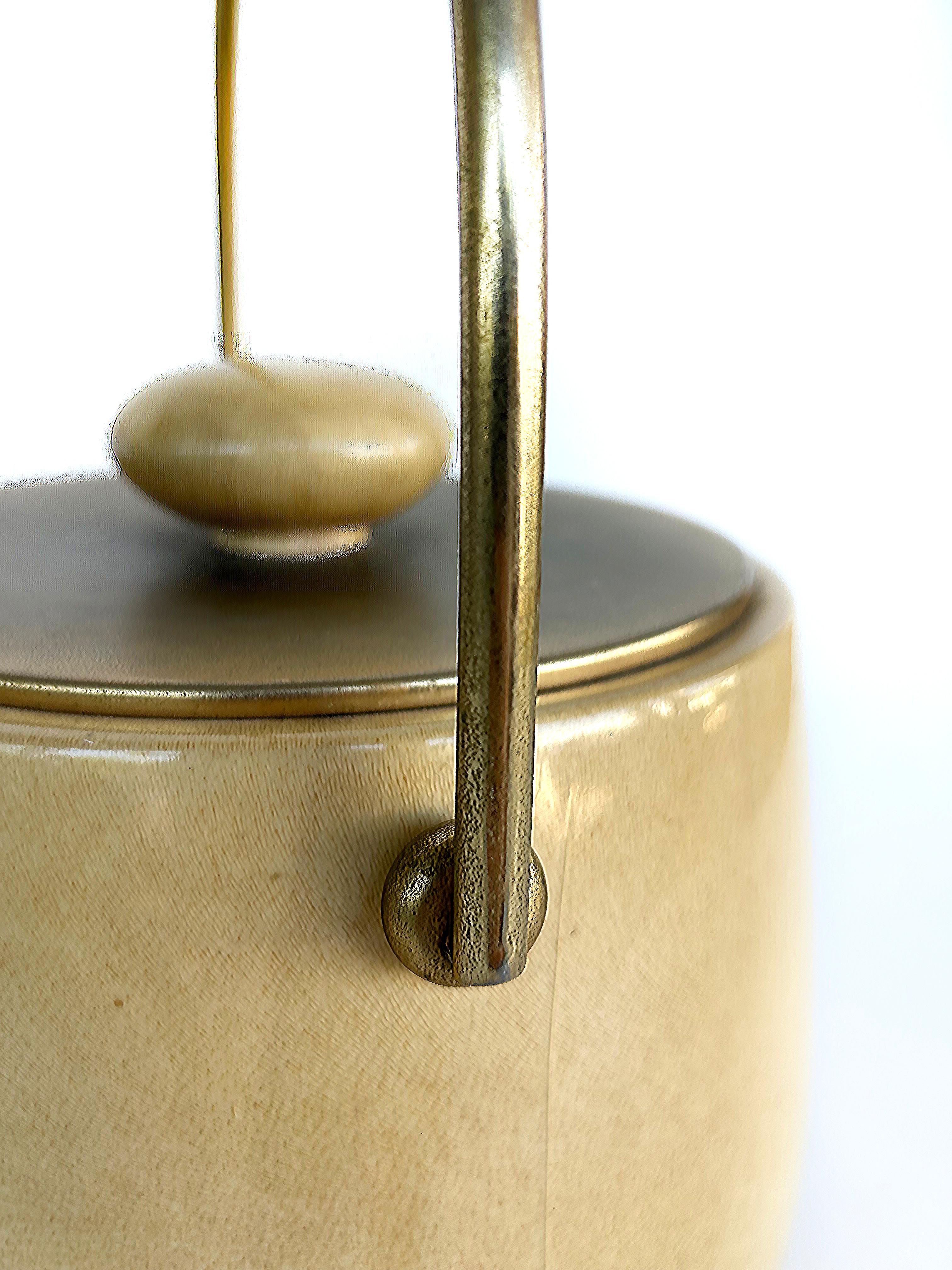 20th Century Mid-Century Aldo Tura Milano Goatskin Brass Ice Bucket, Italy circa 1970 For Sale