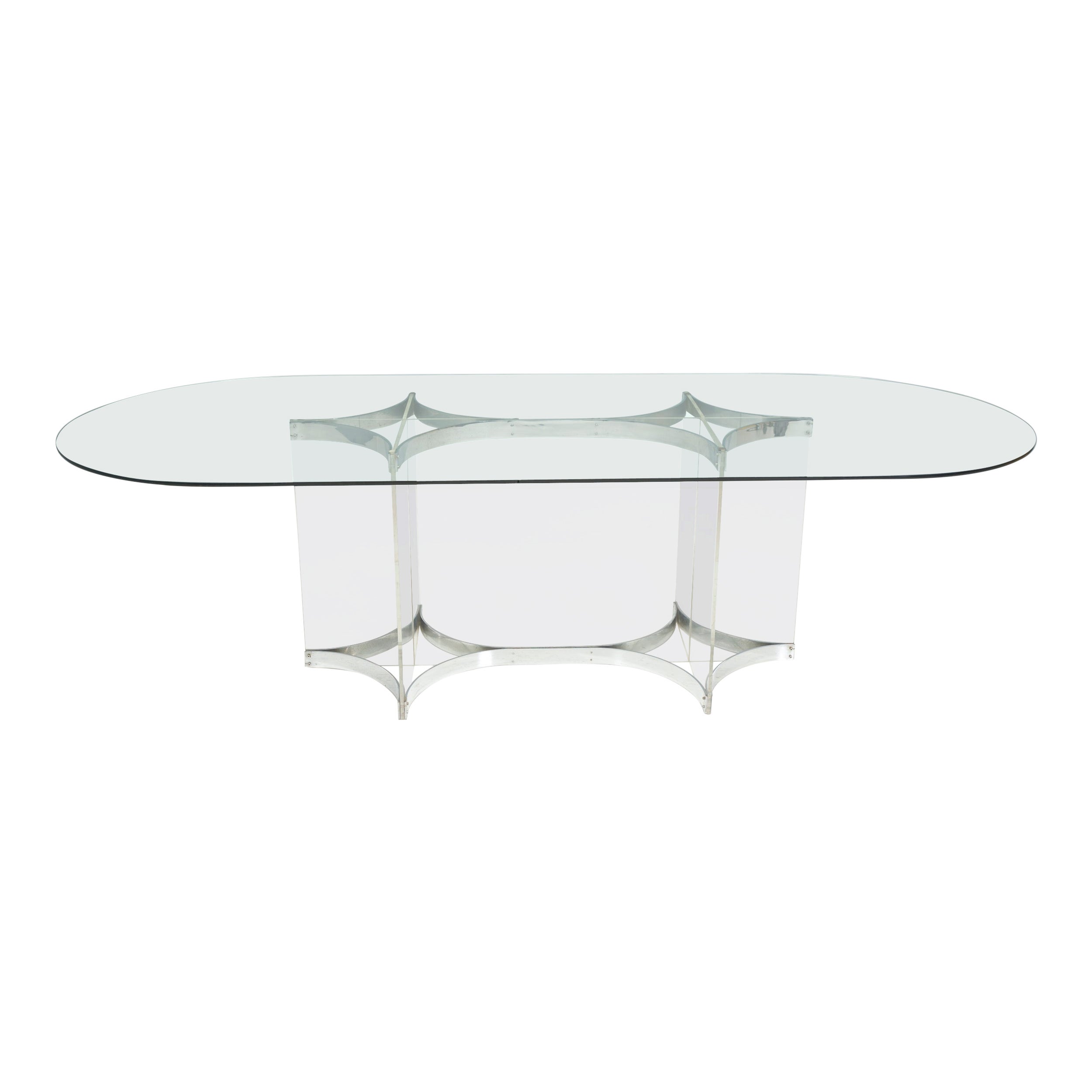 Mid Century Alessandro Albrizzi Large Table, Glass and Chrome