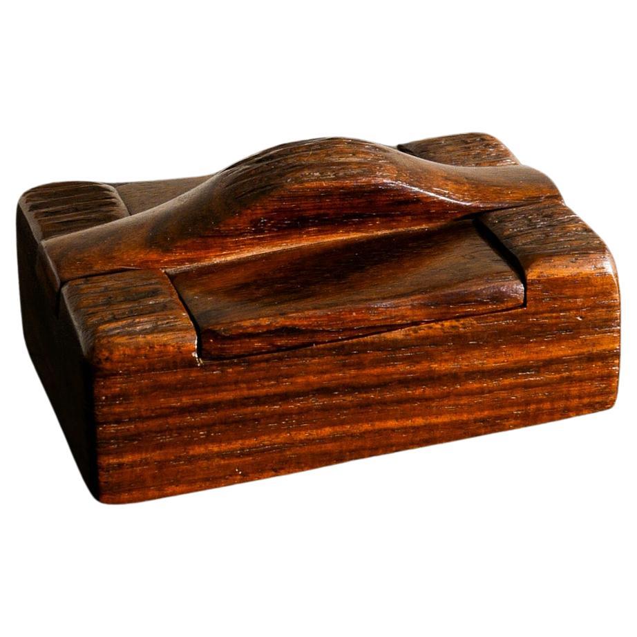 Mid Century Alexandre Noll Wooden Carved Box with Lid Produced in France, 1950s  For Sale