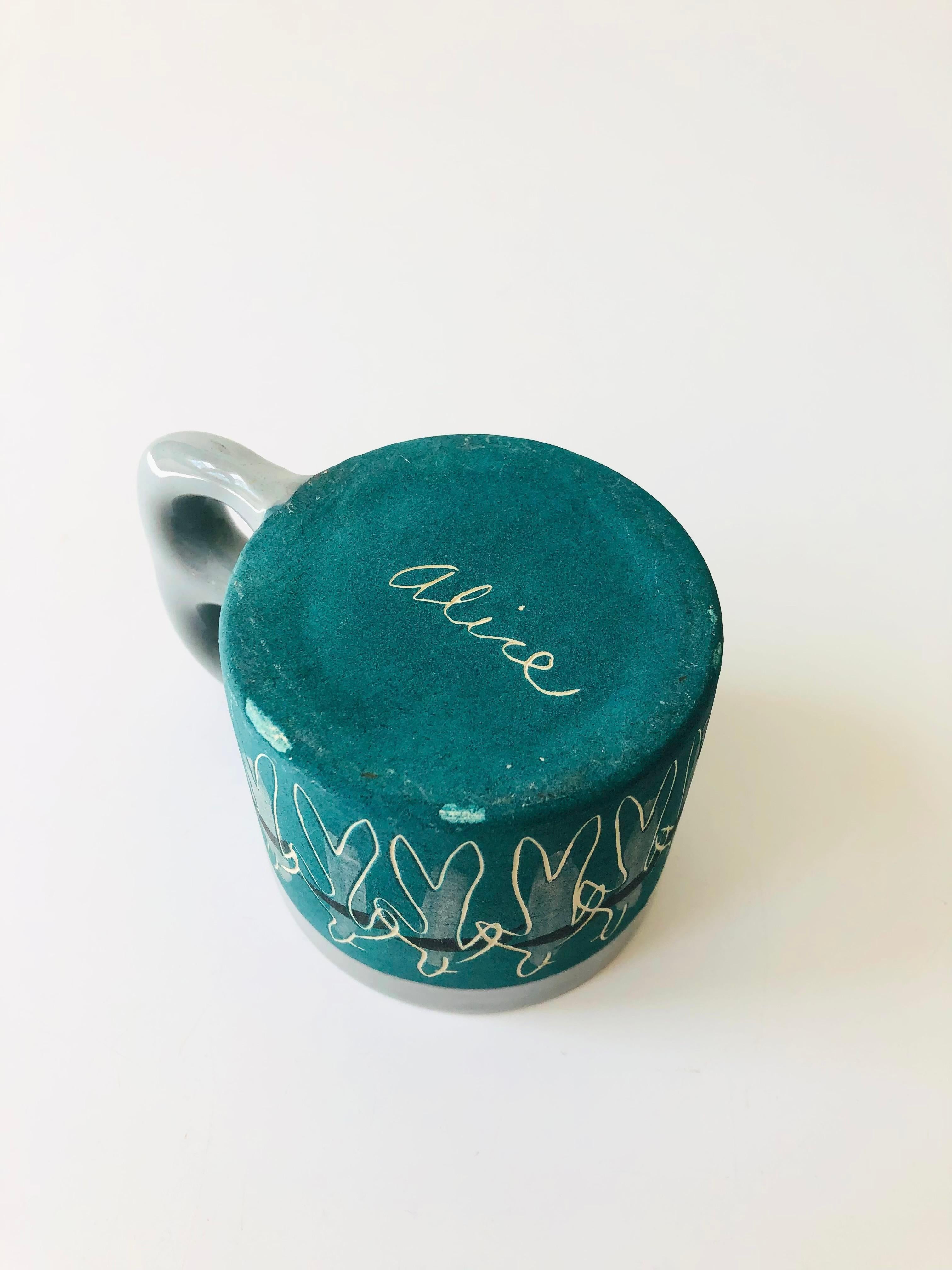 20th Century Midcentury Alice Smith California Studio Pottery Mug For Sale