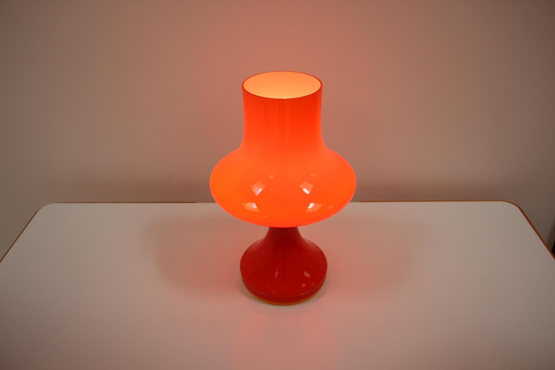 Mid-Century All-Glass Table Lamp/Osvětlovací Sklo Valašské Meziříčí, 1970's In Good Condition In Praha, CZ