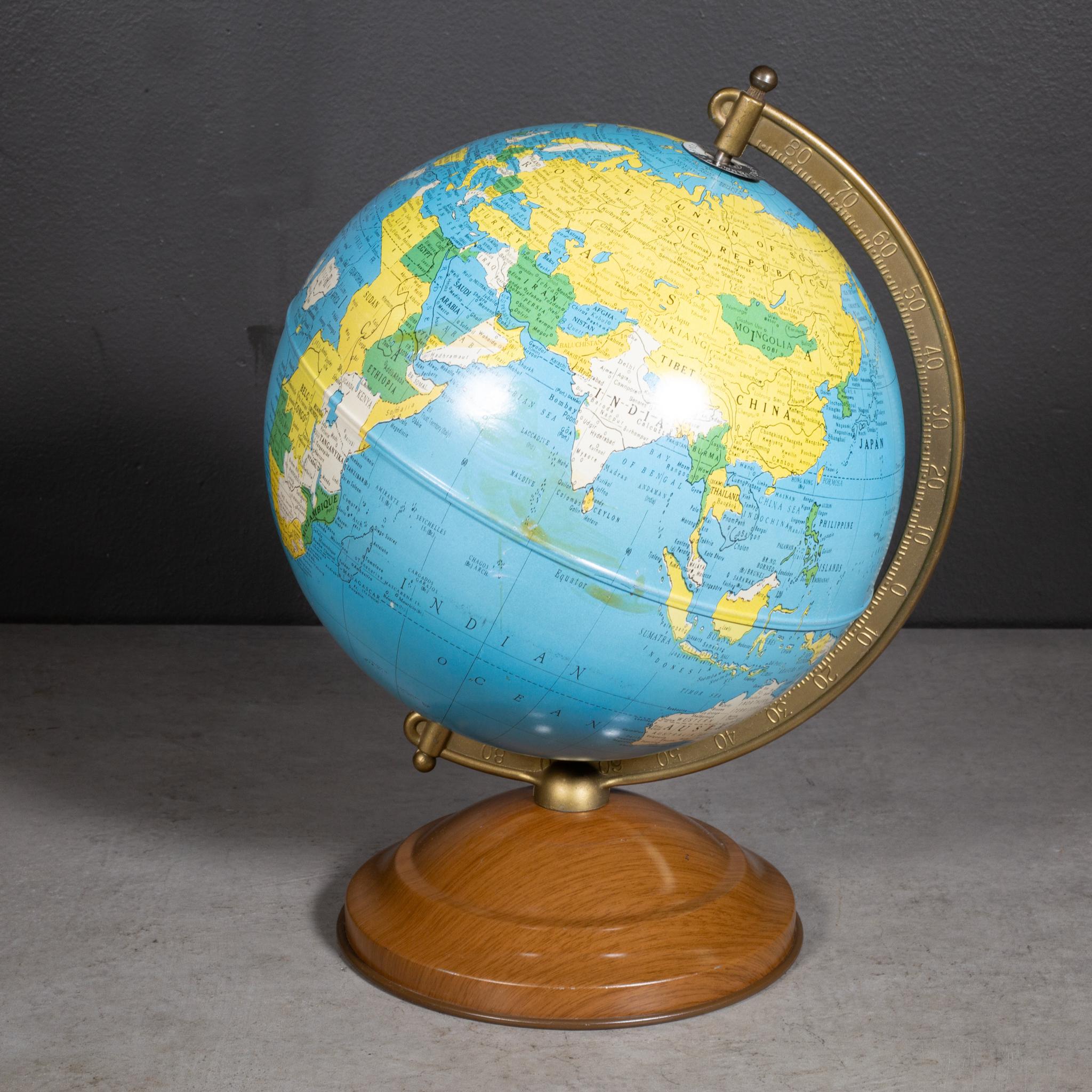 Mid-Century moderno Globo Replogle Globes di metà secolo in metallo, C.1960-1966 in vendita