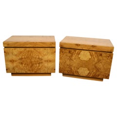 Mid-Century "Alpha" Burl Nightstands by Roland Carter for Lane Furniture