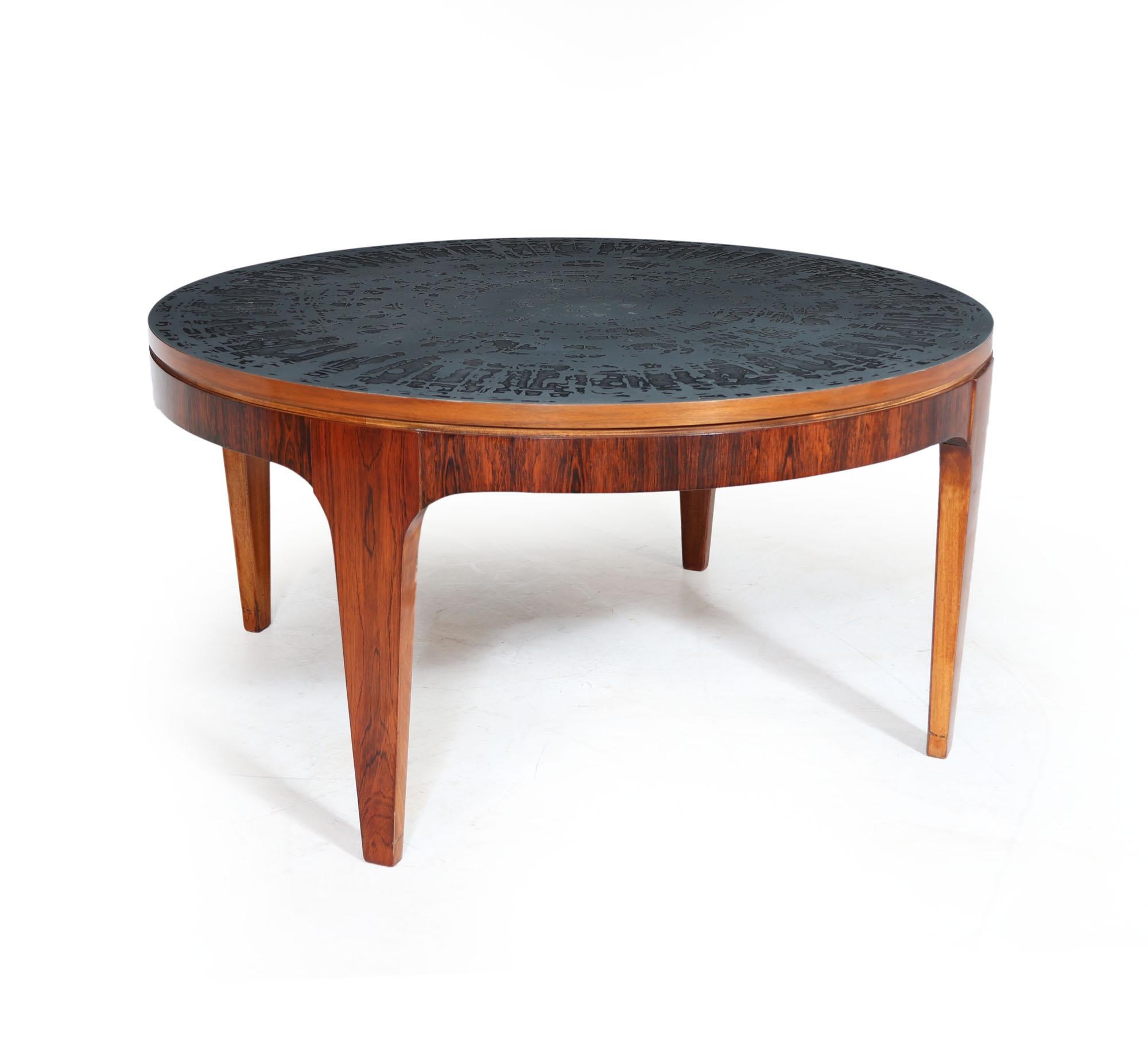 Mid Century Aluminium and rosewood Coffee Table For Sale 8