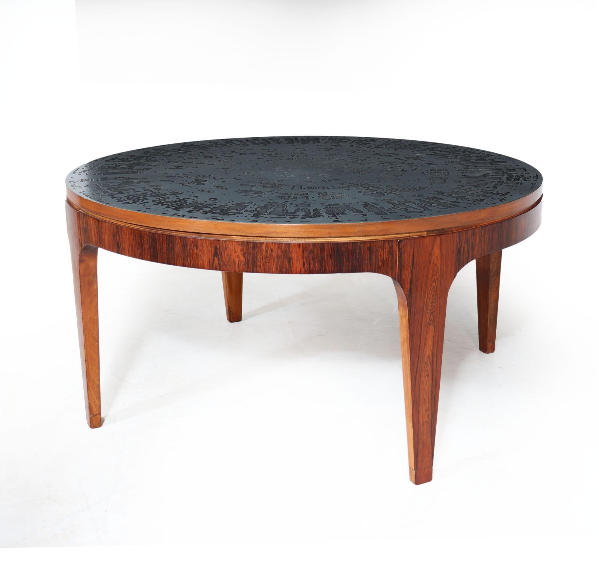 Mid Century Aluminium and rosewood Coffee Table For Sale 9