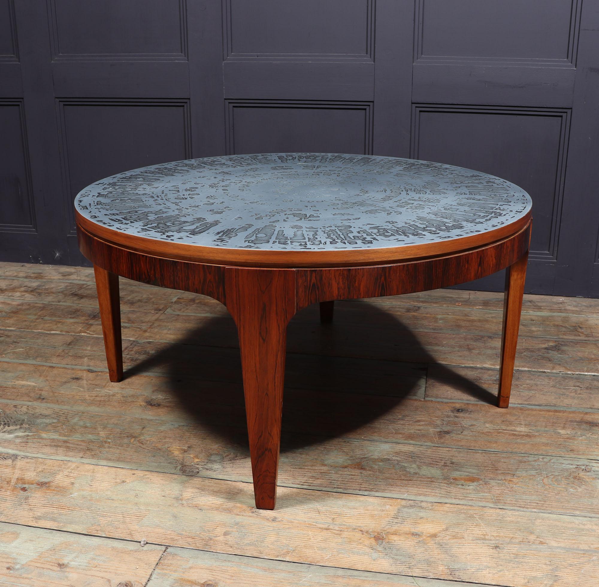 Scandinavian Mid Century Aluminium and rosewood Coffee Table For Sale