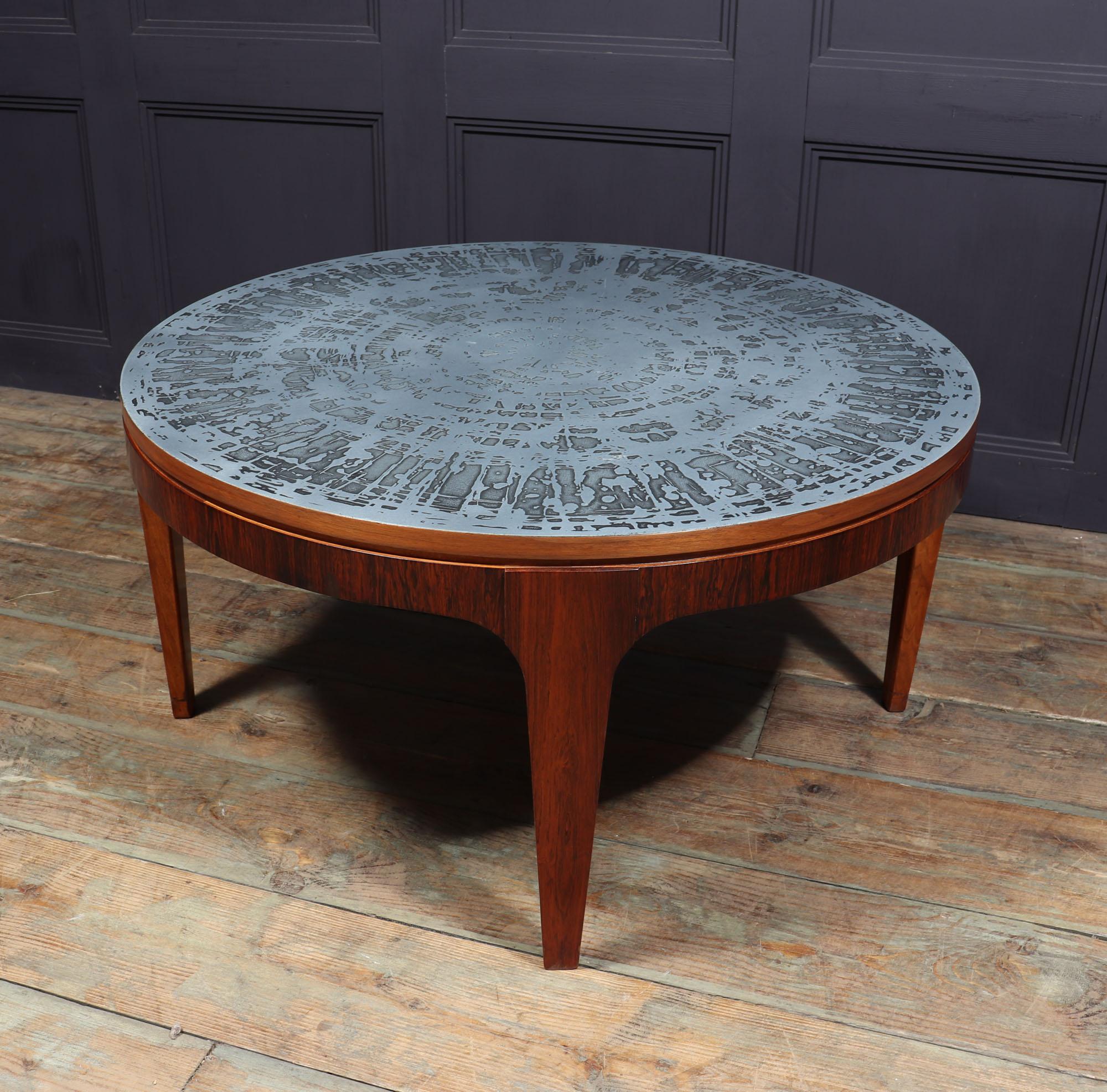 Mid Century Aluminium and rosewood Coffee Table For Sale 1