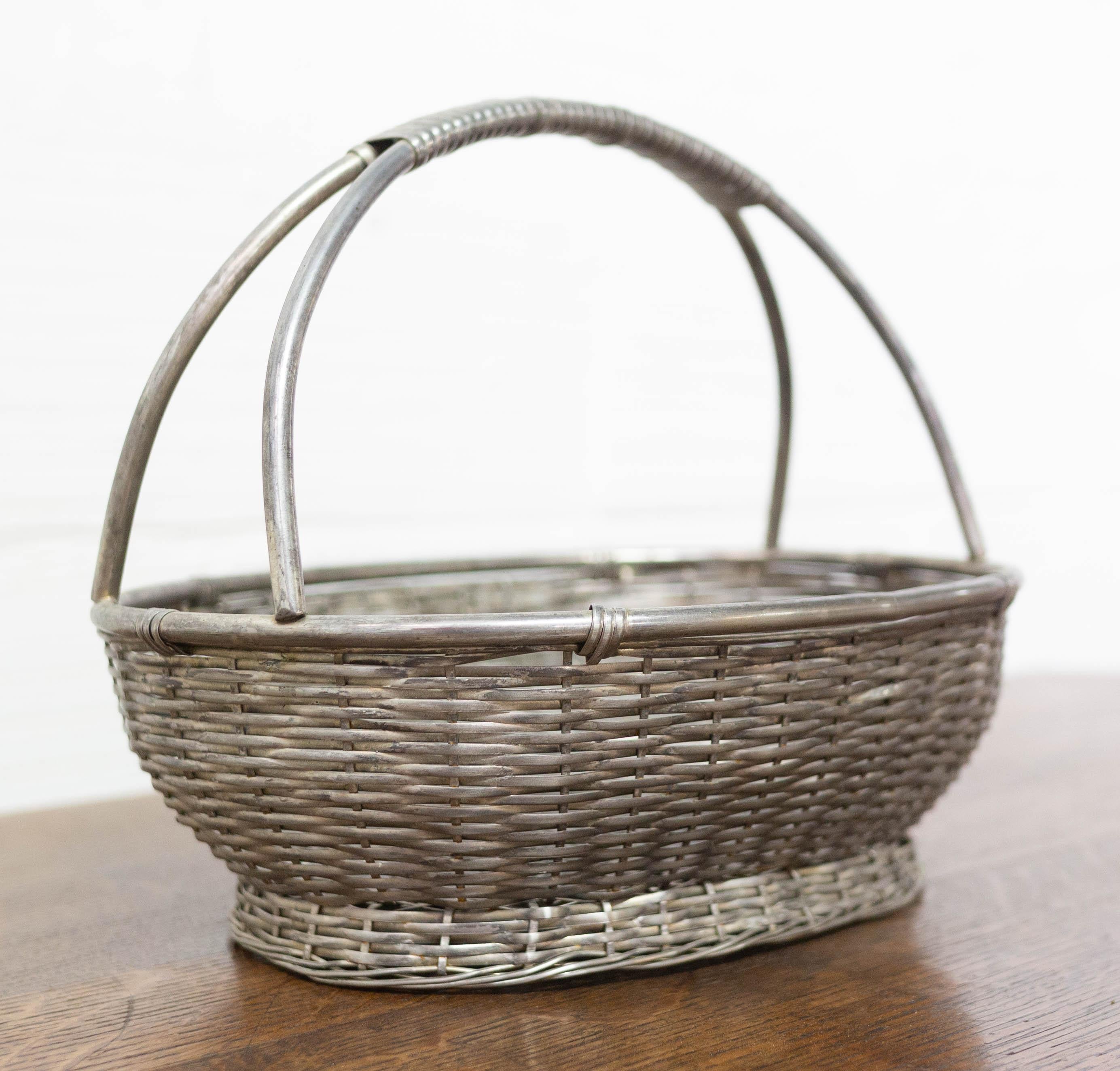 Mid-Century Modern Mid-Century Aluminium Basket Centerpiece, France For Sale