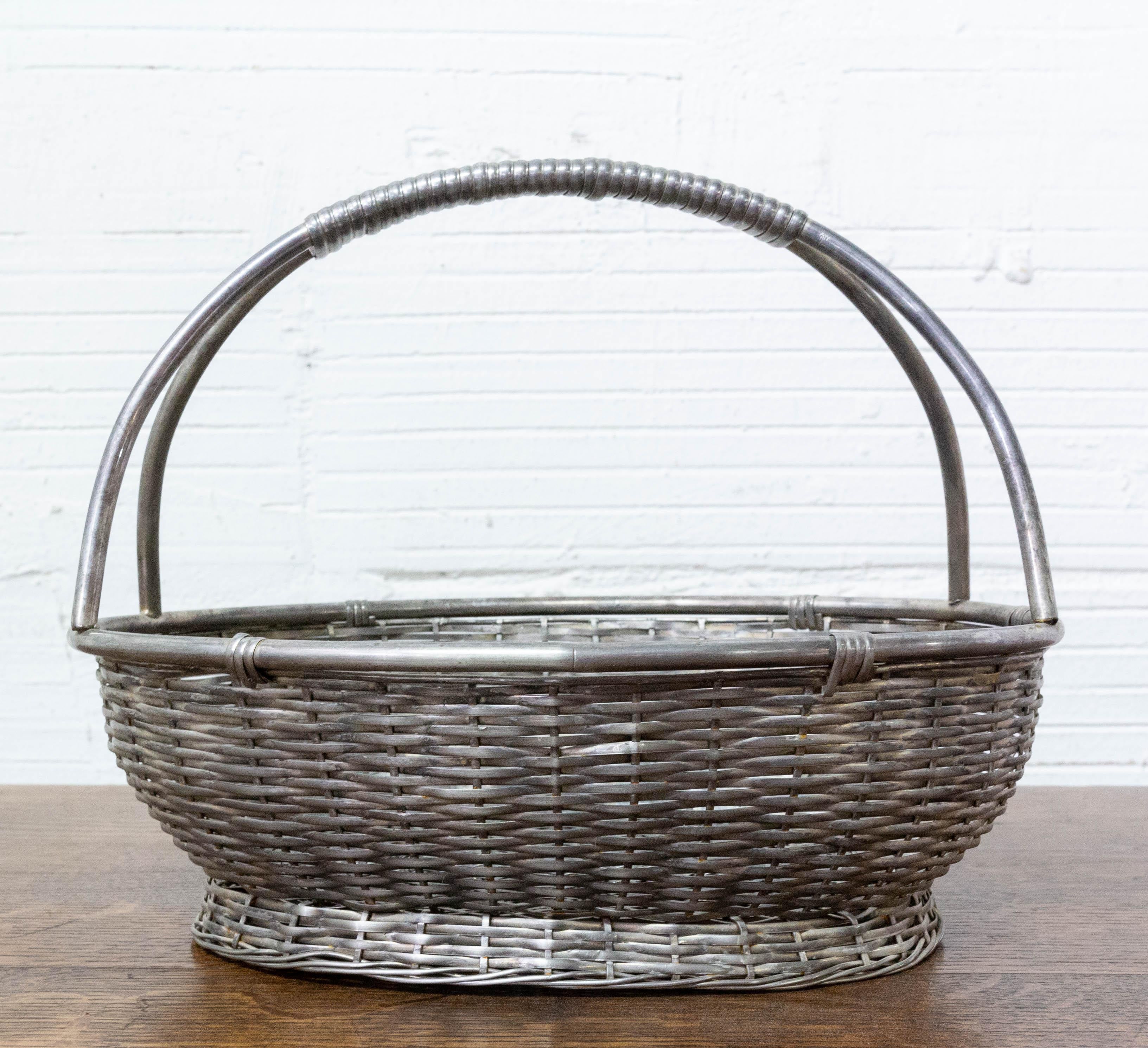 French Mid-Century Aluminium Basket Centerpiece, France For Sale