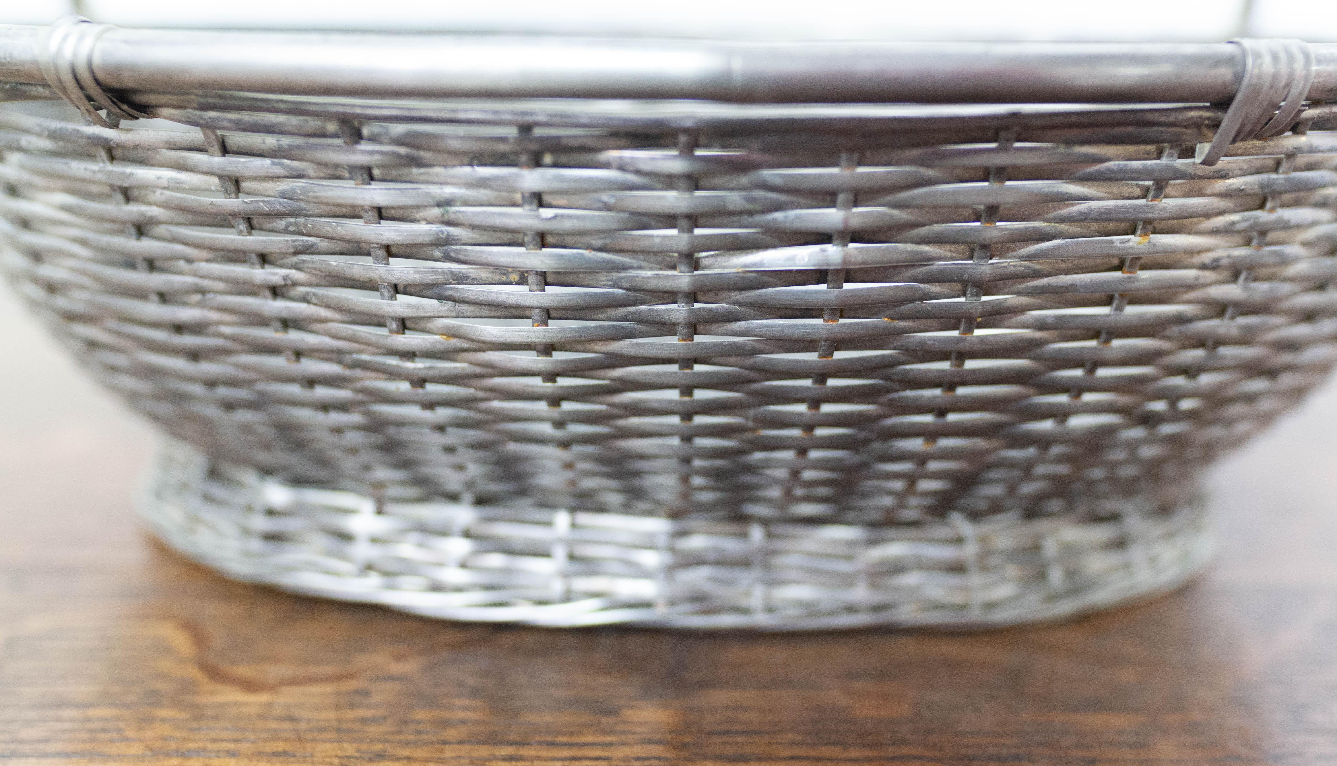 20th Century Mid-Century Aluminium Basket Centerpiece, France For Sale