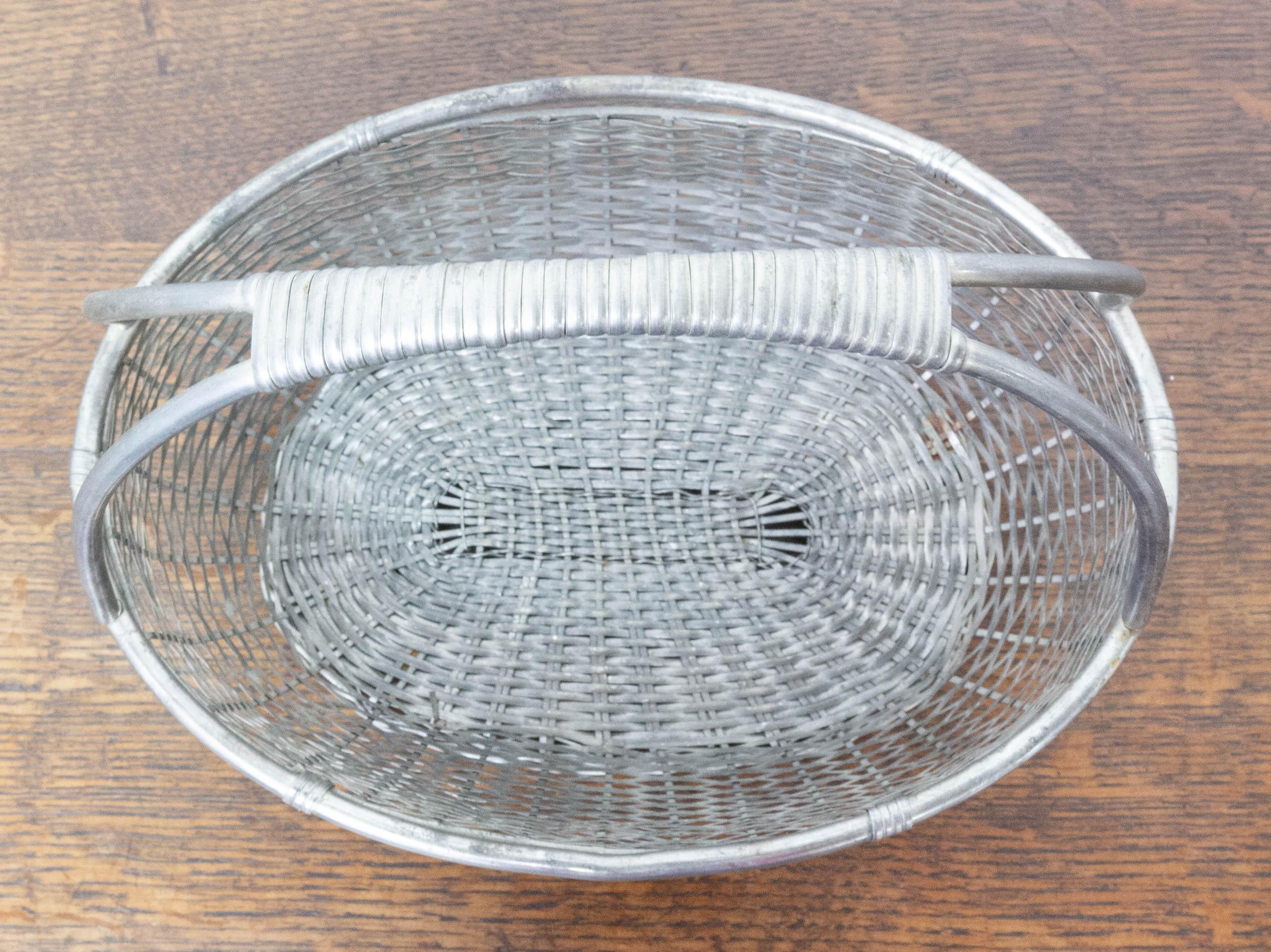 Aluminum Mid-Century Aluminium Basket Centerpiece, France For Sale