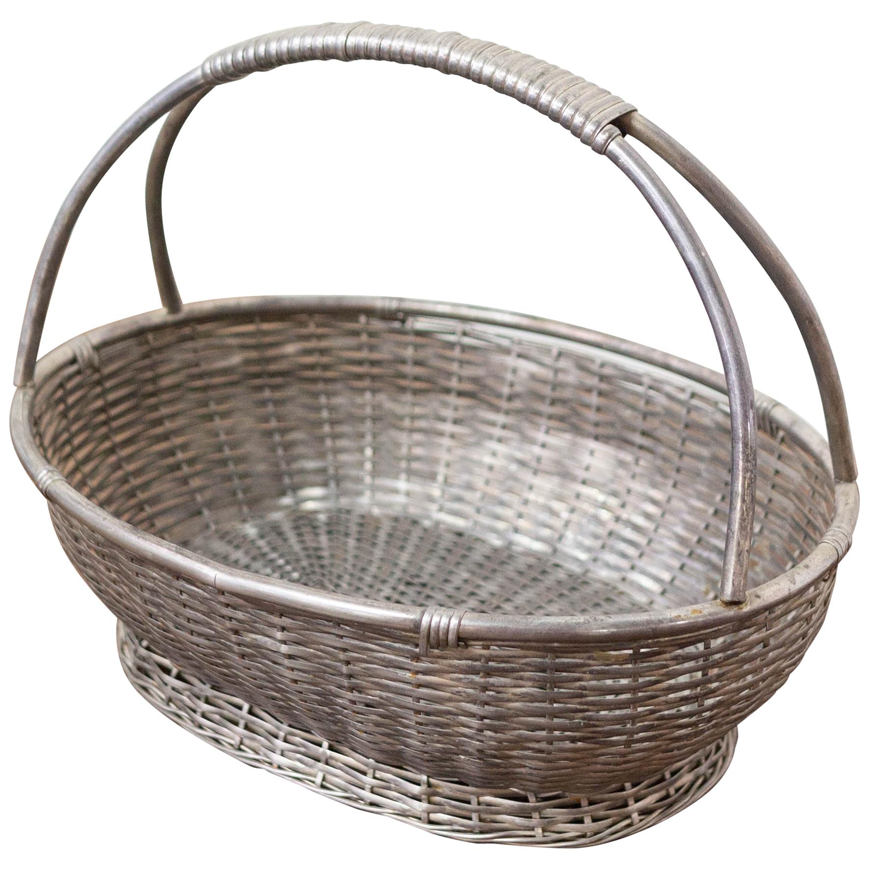 Mid-Century Aluminium Basket Centerpiece, France For Sale