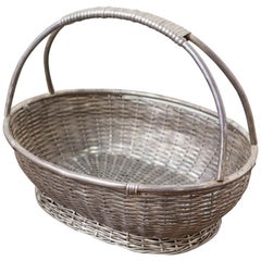 Retro Mid-Century Aluminium Basket Centerpiece, France