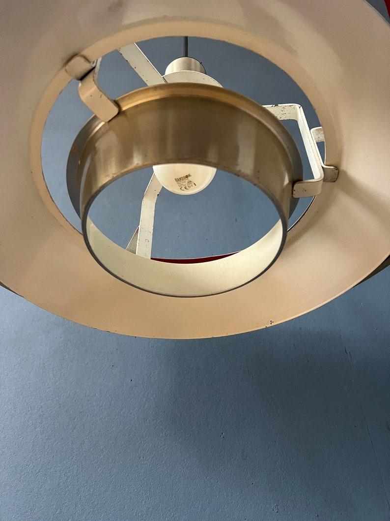 XX secolo Lampada a sospensione in alluminio di metà secolo con lacca arancione, anni '70 in vendita