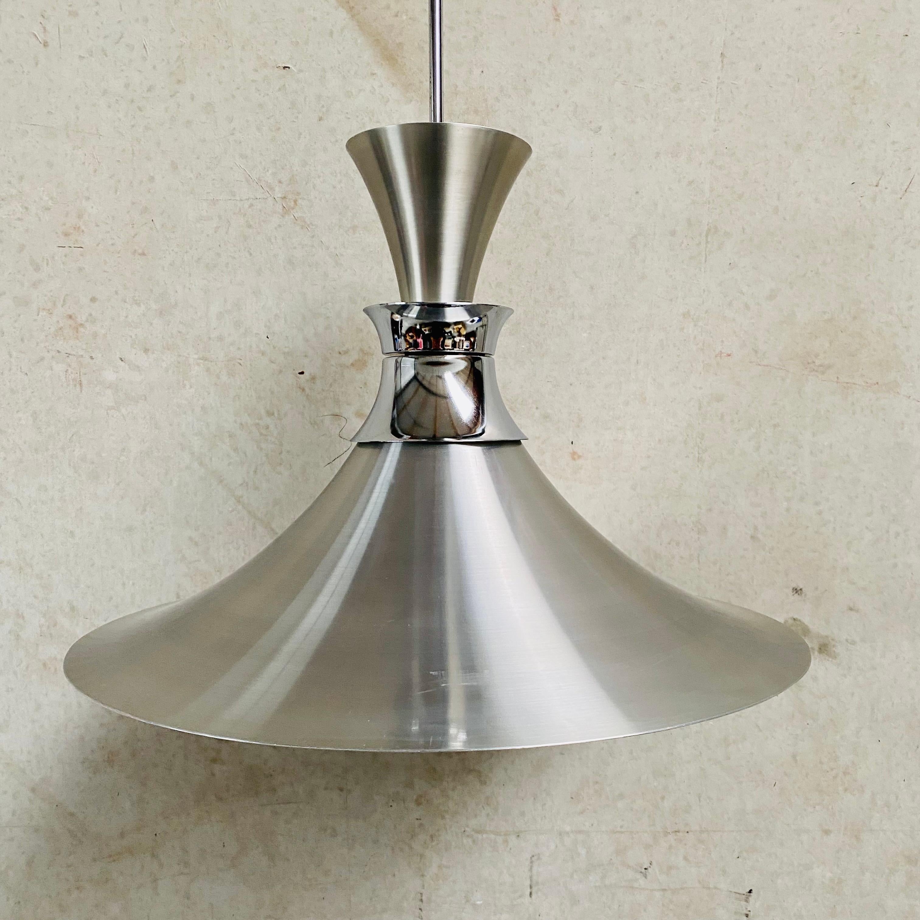 Midcentury Aluminium Pendant by Bent Nordsted for Lyskaer Denmark, 1970 In Good Condition For Sale In DE MEERN, NL