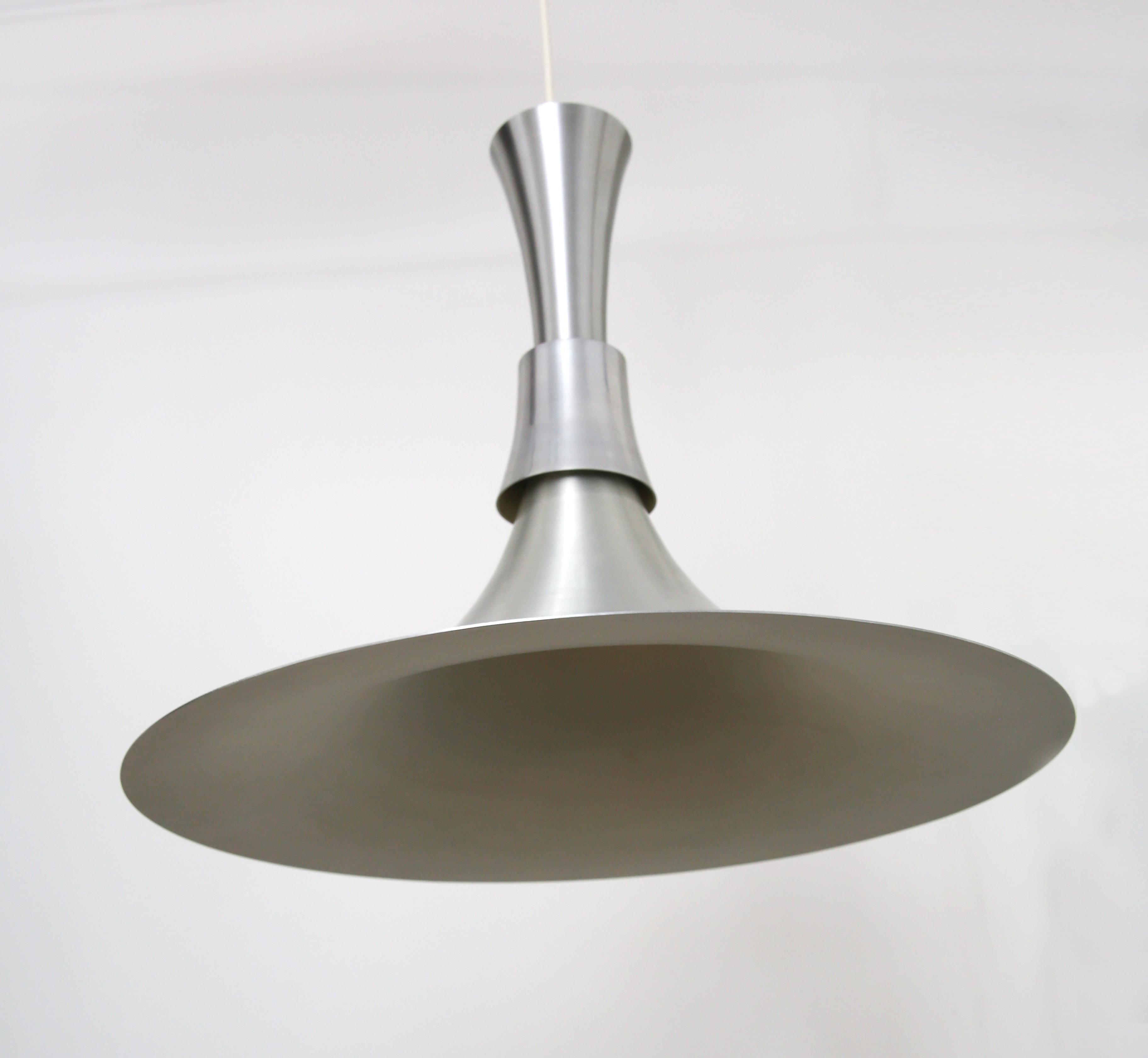 Mid Century Aluminium Pendant by Bent Nordsted for Lyskaer Denmark 70s In Good Condition For Sale In London, GB