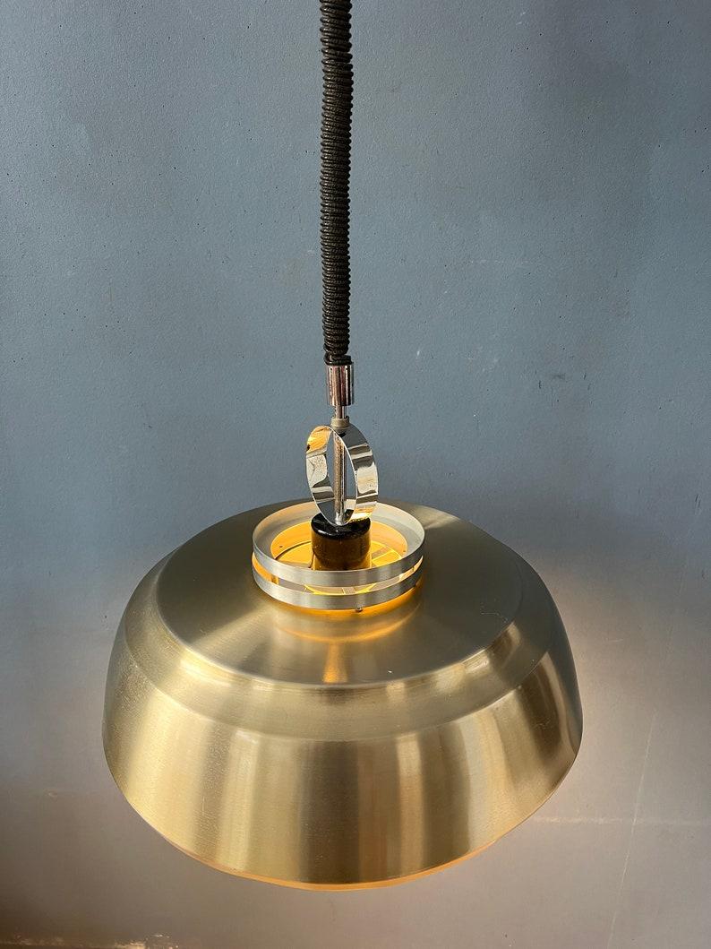 Space Age Lampada a sospensione in alluminio di metà secolo con lacca arancione, anni '70 in vendita