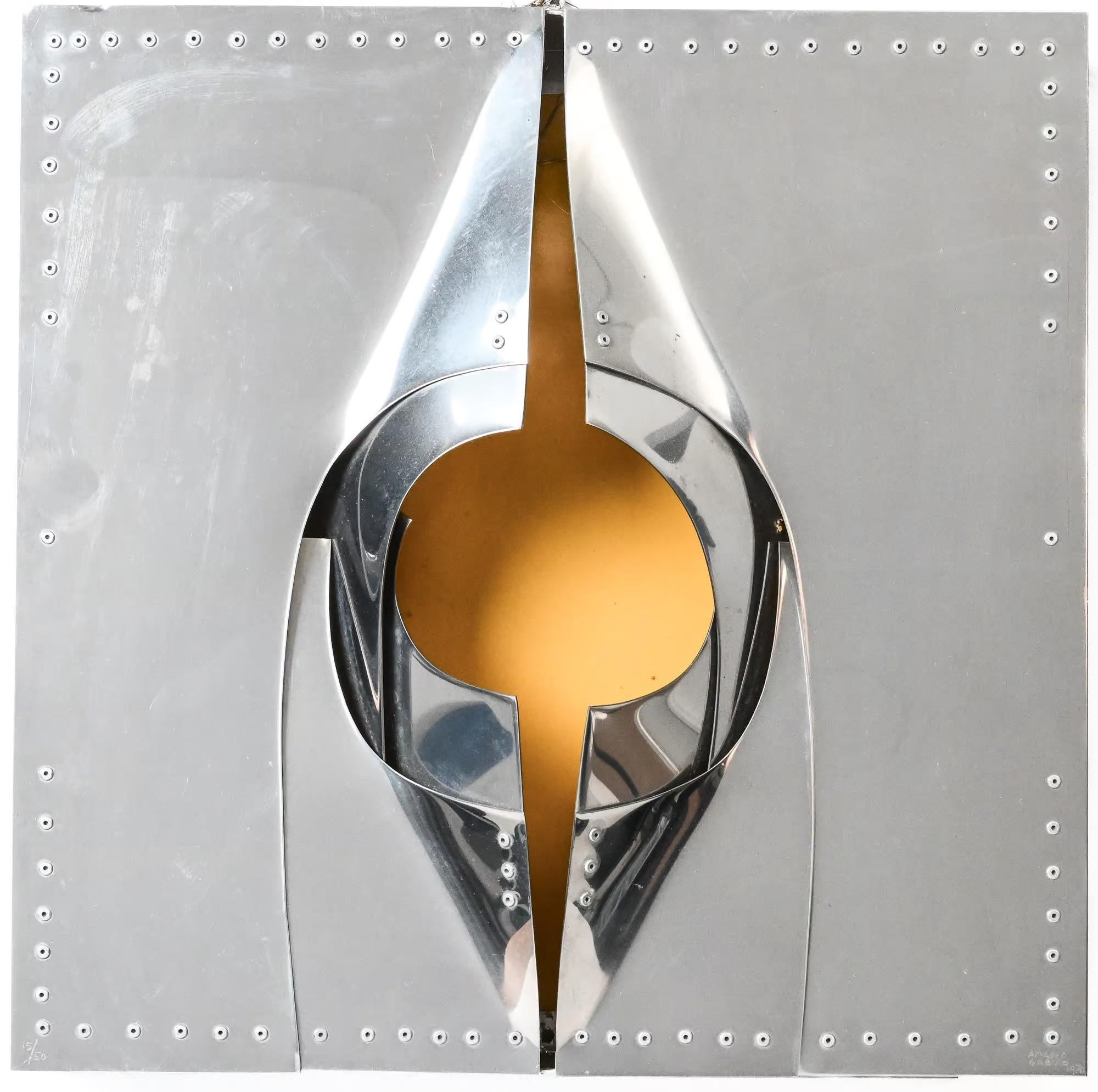 mid century aluminium wall sculpture Venus XIII by Spanish artist Amadeo Gabino In Good Condition For Sale In Henley-on Thames, Oxfordshire