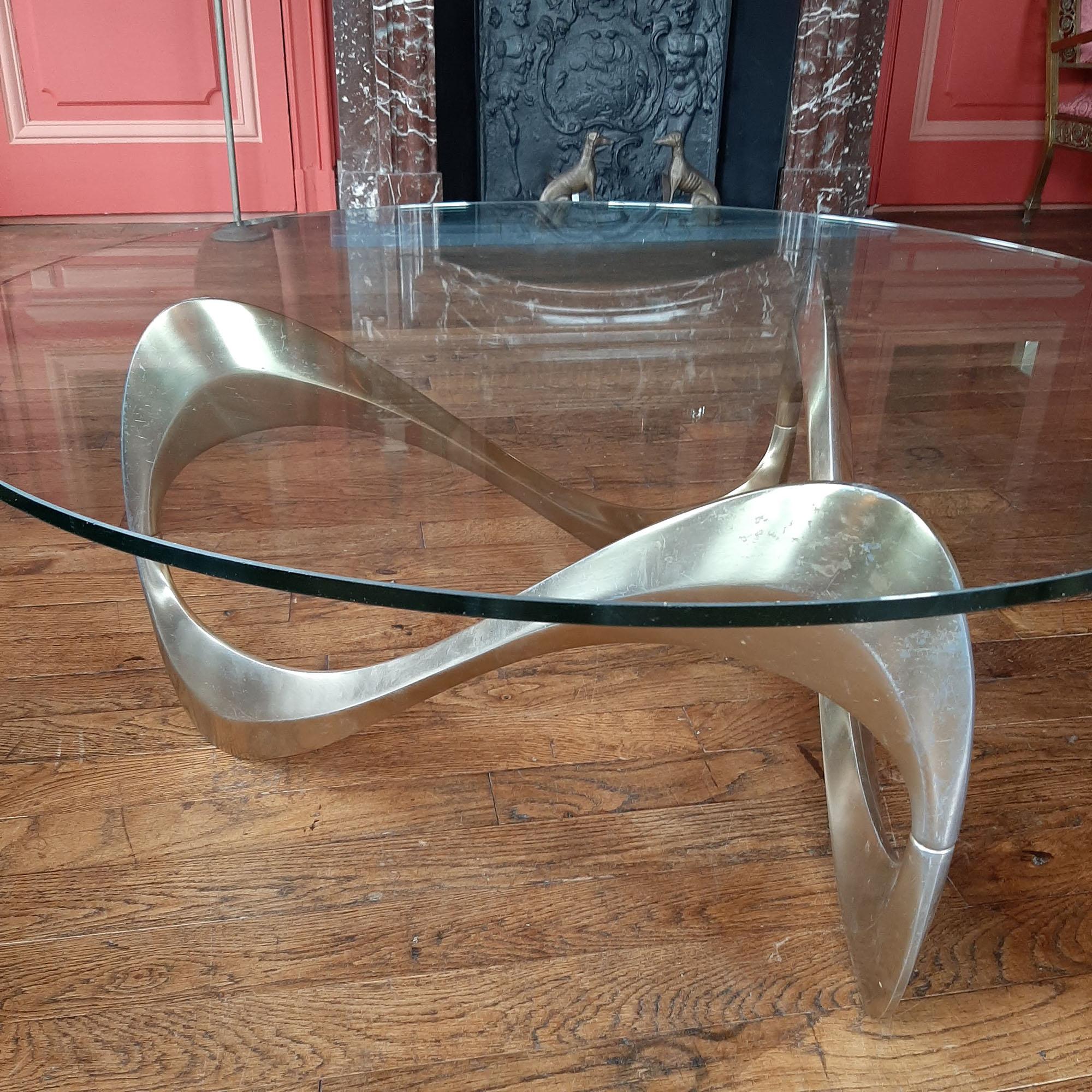 Midcentury Aluminum and Glass Coffee Table by Knut Hesterberg from the 1960s 1