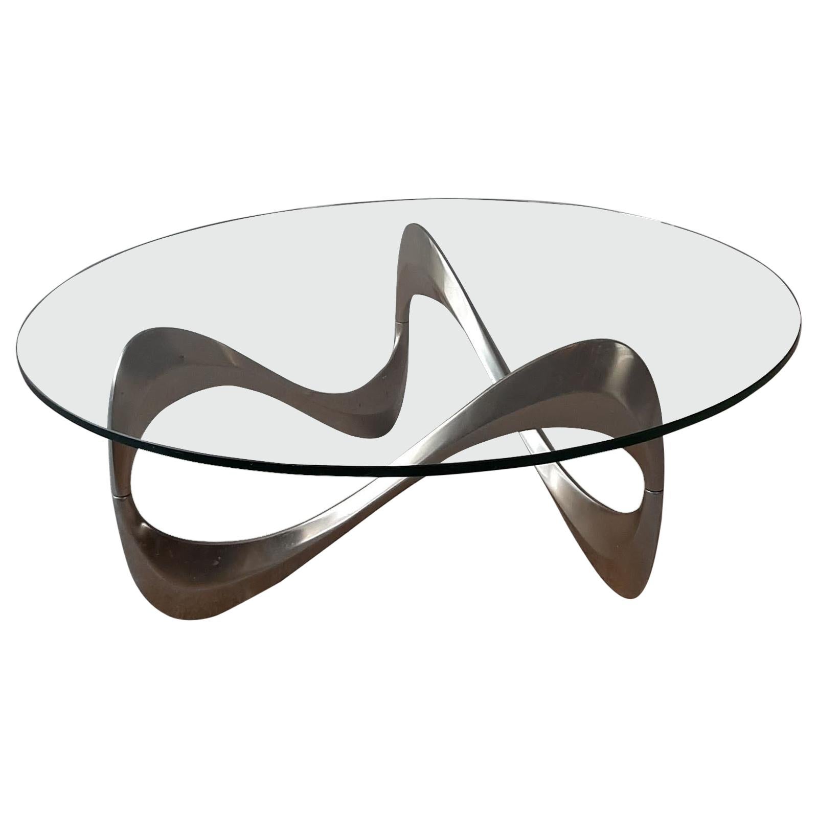 Midcentury Aluminum and Glass Coffee Table by Knut Hesterberg from the 1960s