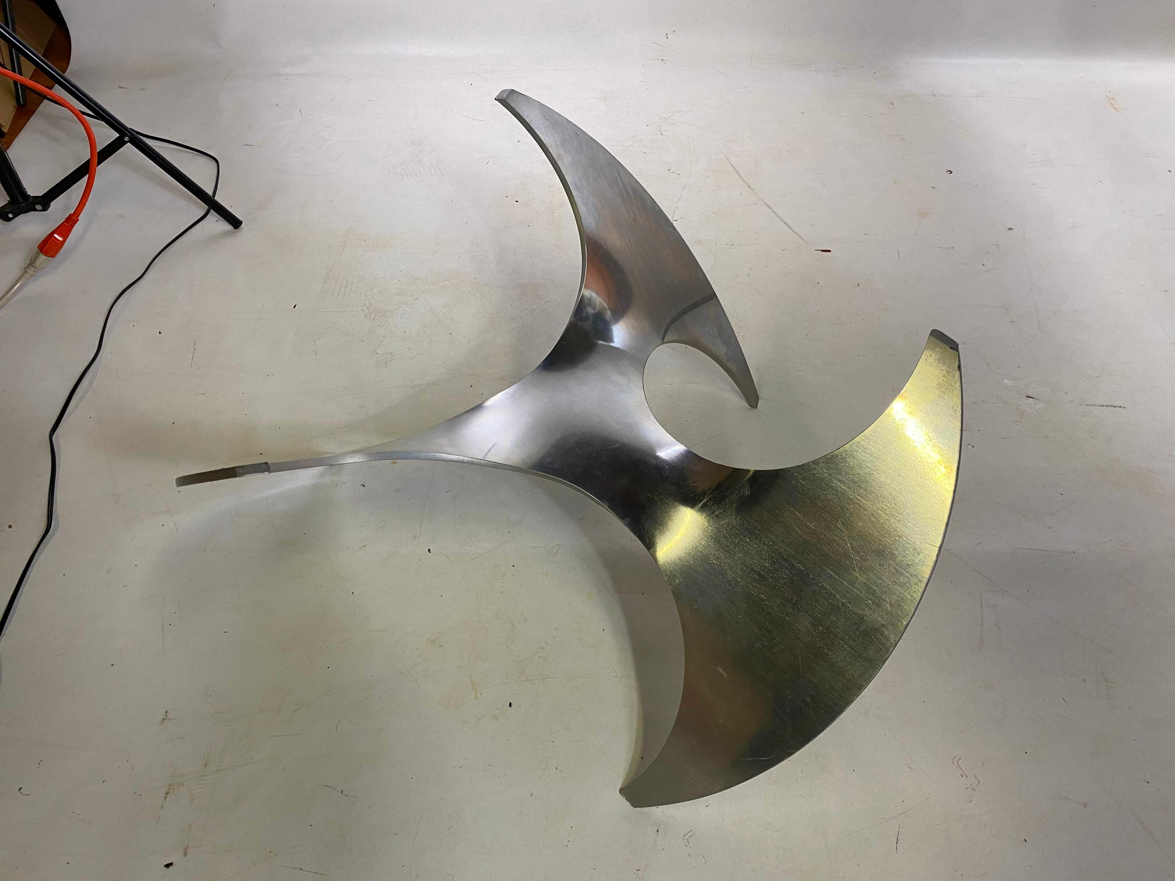 Midcentury Aluminum and Glass Propeller Table by Knut Hesterberg For Sale 1
