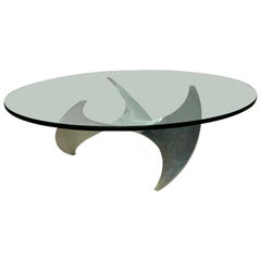 Midcentury Aluminum and Glass Propeller Table by Knut Hesterberg