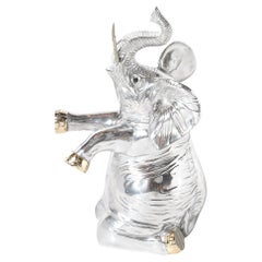 Mid-Century Aluminum & Brass Sculptural Elephant Wine Cooler Signed Arthur Court
