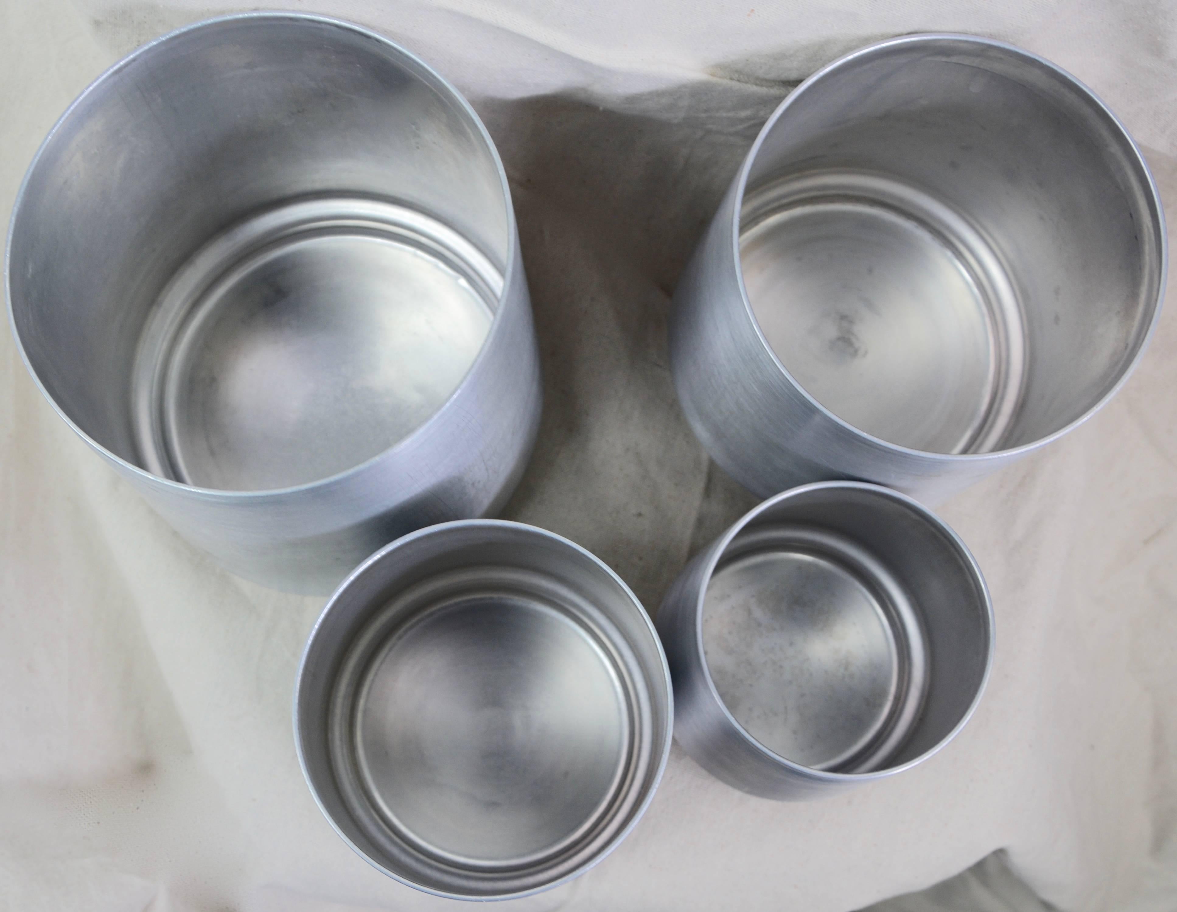 20th Century Aluminum Four-Piece Canister Set by Kromex For Sale