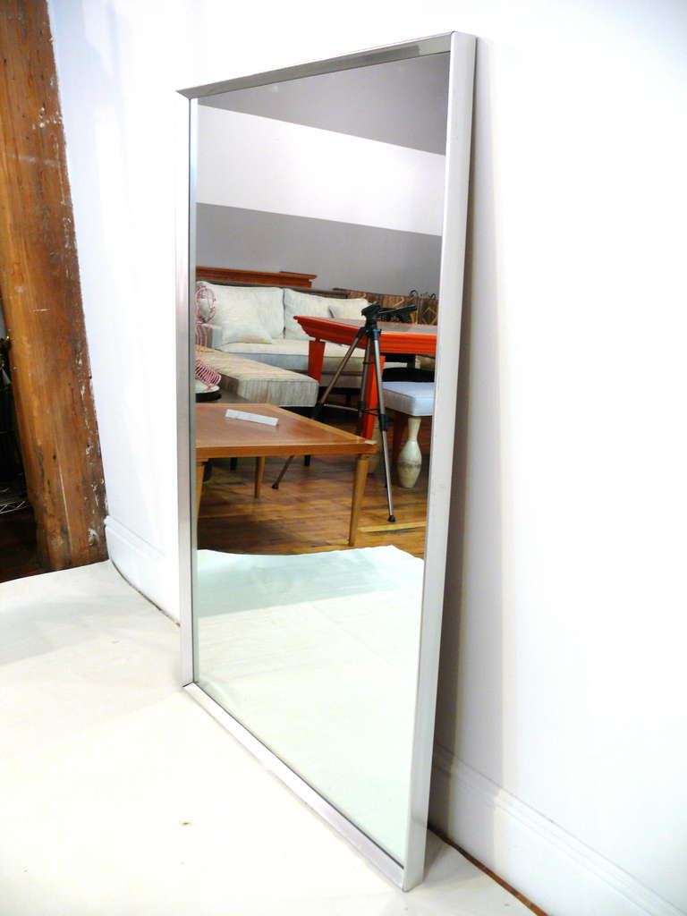 Midcentury Aluminum Frame Mirror In Good Condition In New York, NY