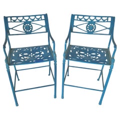 Coppia di sgabelli da giardino in alluminio di metà secolo