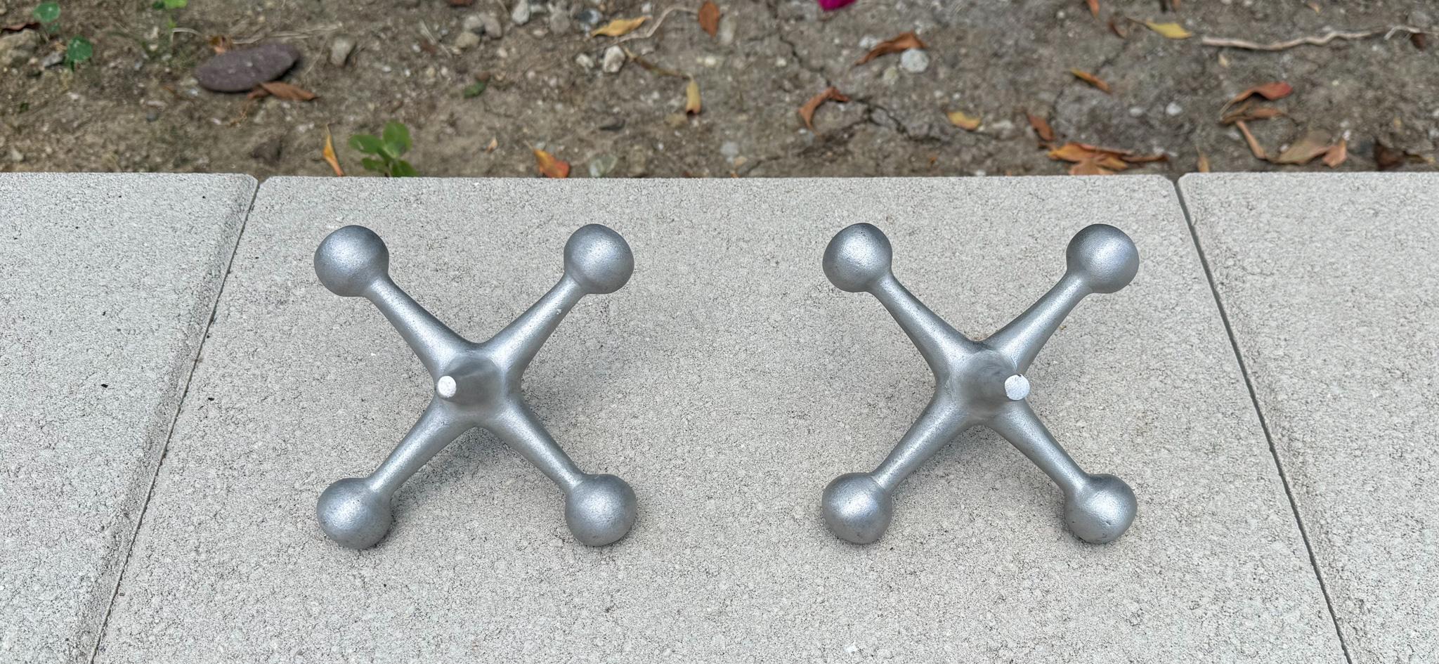 Mid Century Aluminum Jacks / Jax Bookends For Sale 7