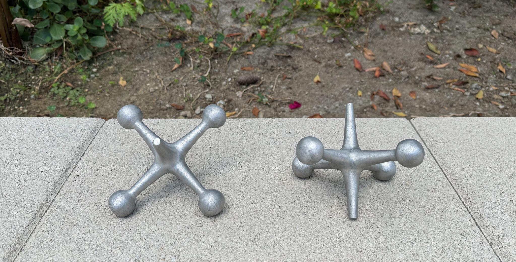 Mid Century Aluminum Jacks / Jax Bookends For Sale 8