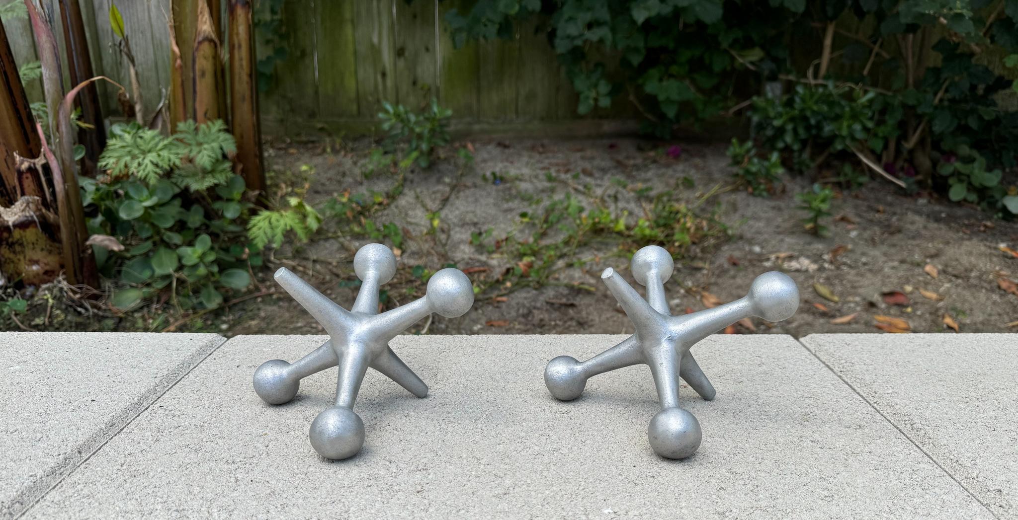 Mid Century Aluminum Jacks / Jax Bookends. 