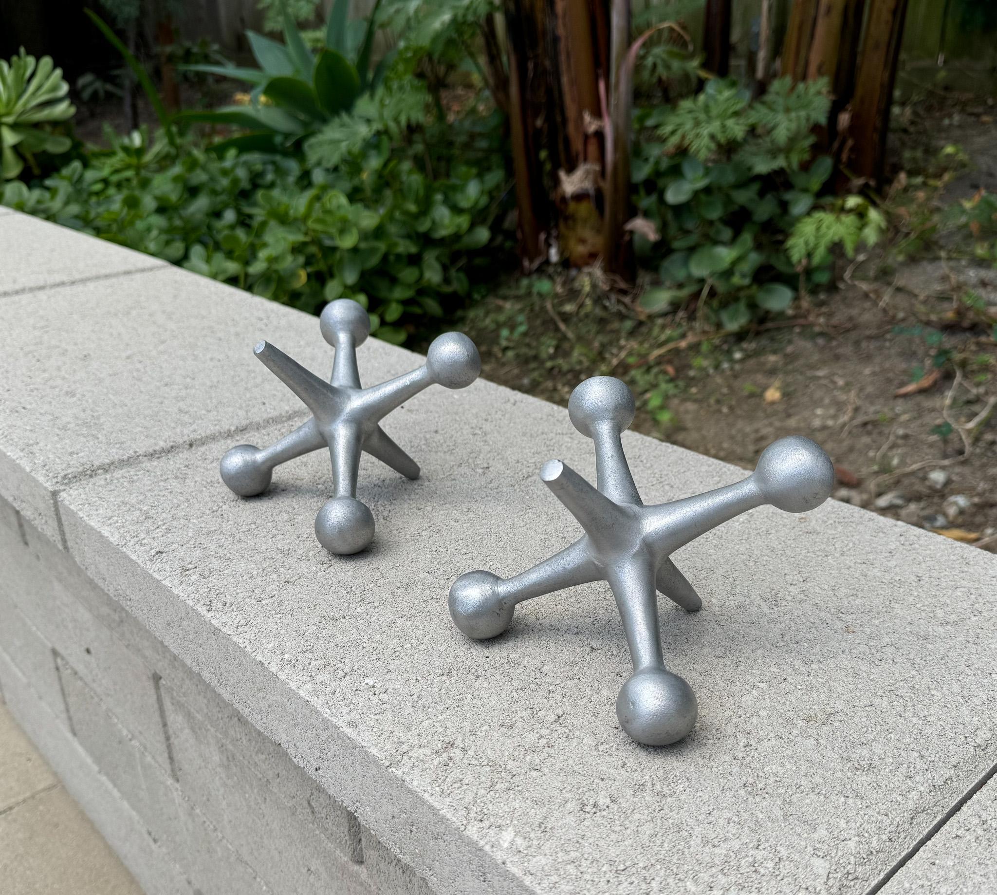 20th Century Mid Century Aluminum Jacks / Jax Bookends For Sale