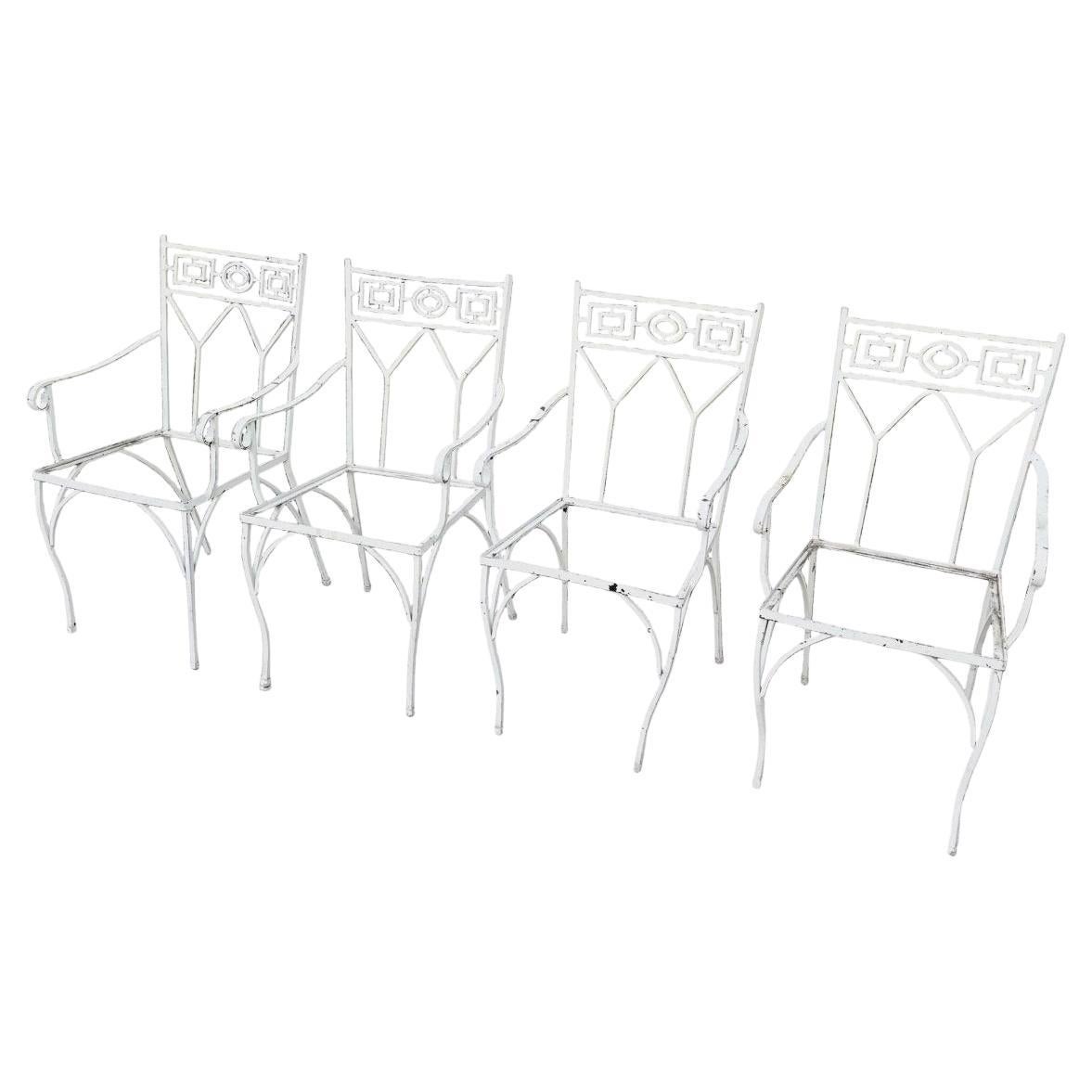 Mid Century Aluminum Outdoor Dining Chairs - Set of 4 No Cushions