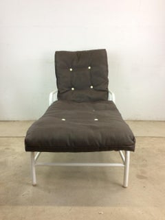 Mid Century Aluminum Outdoor Patio Lounger with Reclining Back